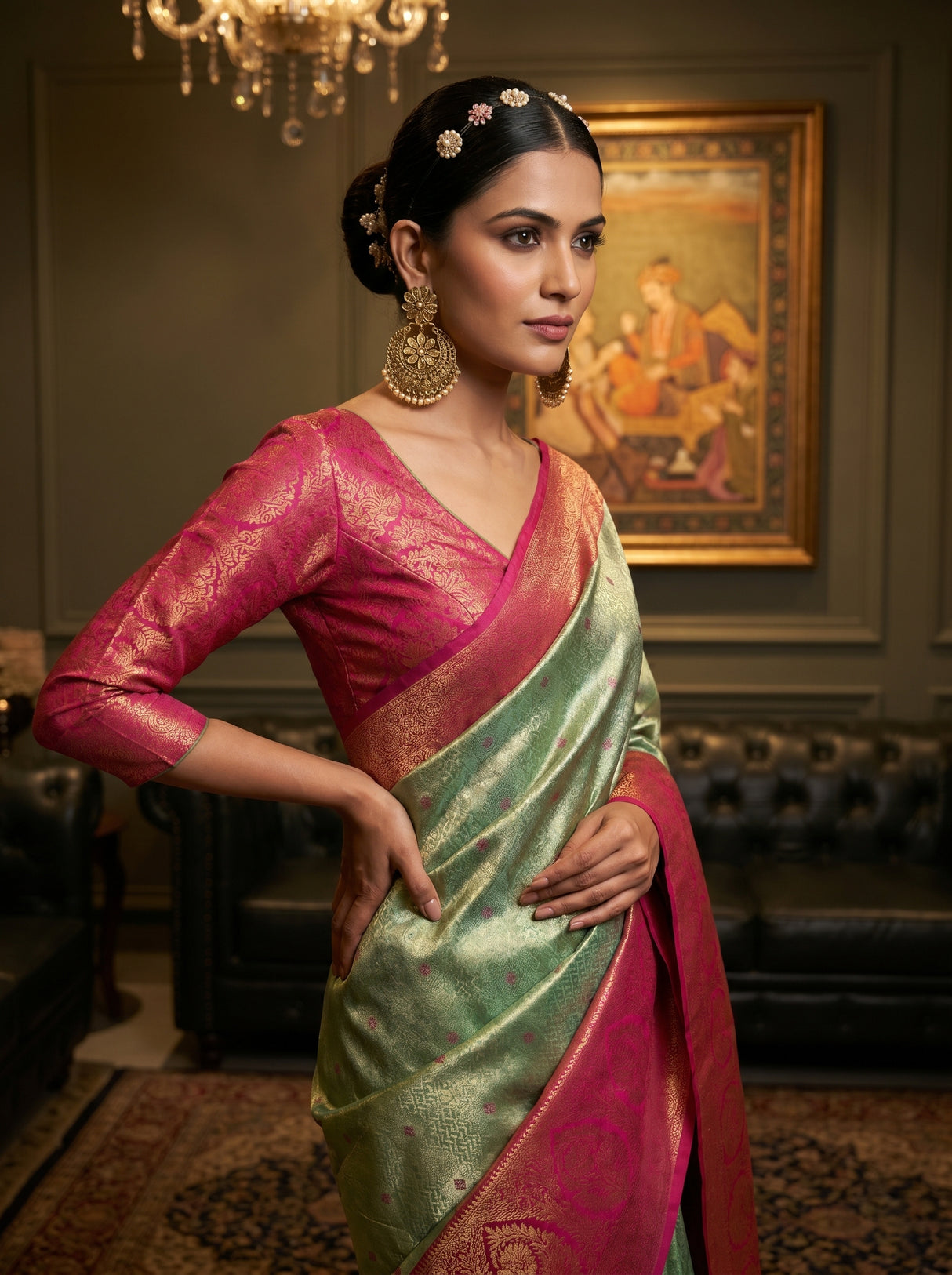 MIMOSA Rama Kanjivaram Art Silk Saree β pose 10 styling detail