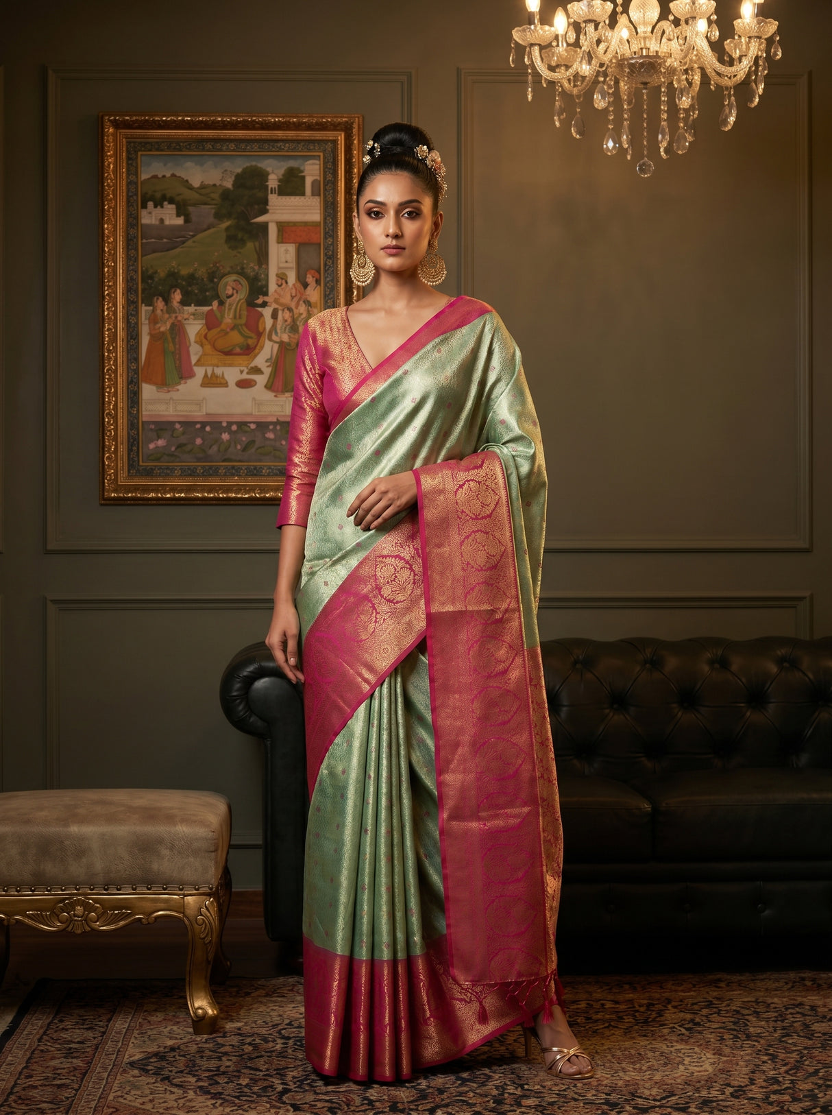 MIMOSA Rama Kanjivaram Art Silk Saree β Mannequin View