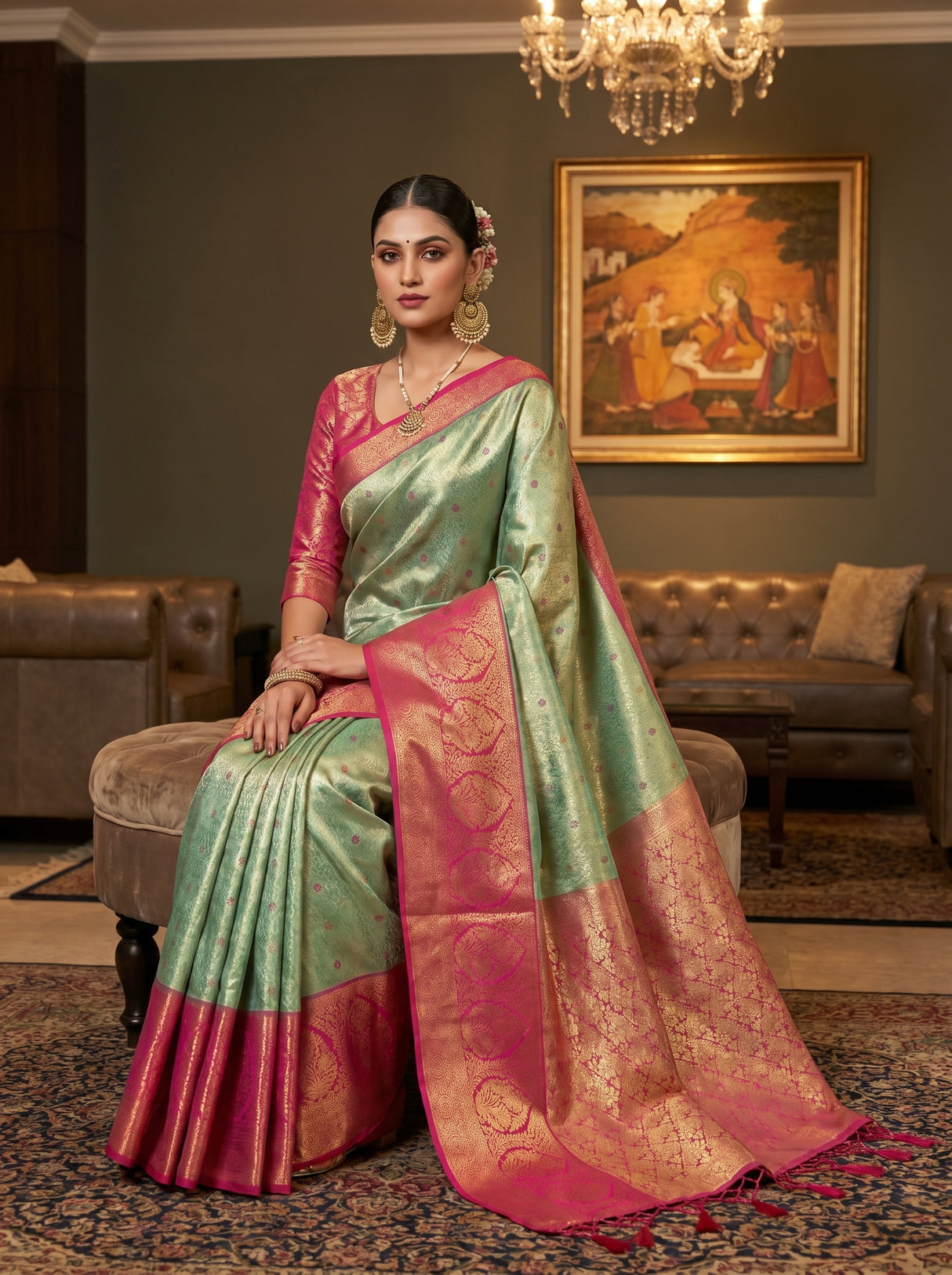 MIMOSA Rama Kanjivaram Art Silk Saree β pose 8 styling detail