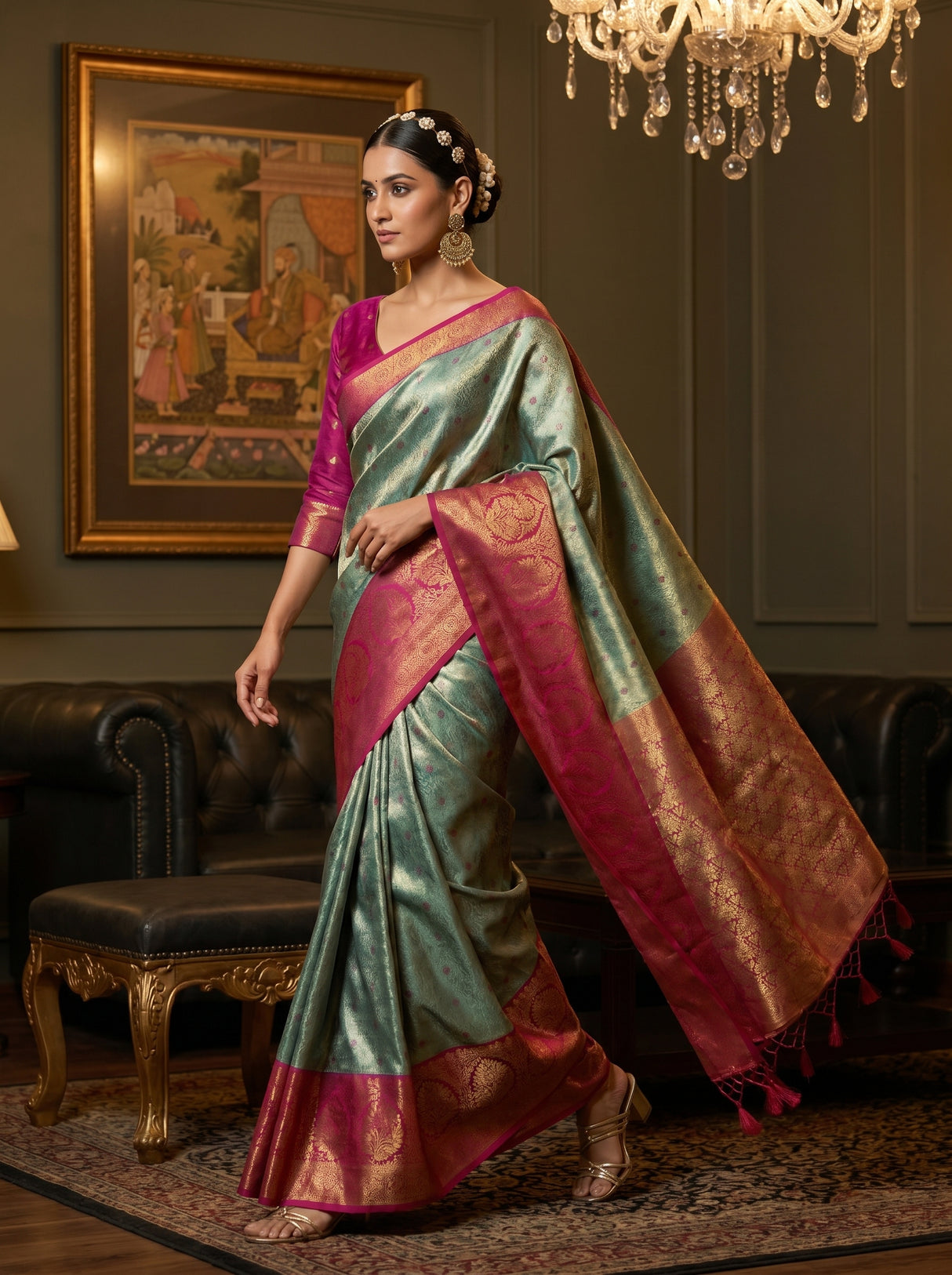 MIMOSA Saffire Kanjivaram Art Silk Saree β pose 7 styling detail