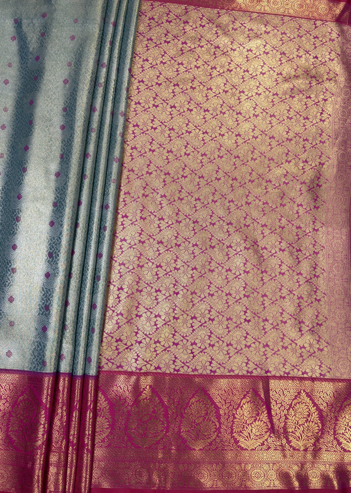 MIMOSA Saffire Kanjivaram Art Silk Saree β pallu and zari work detail