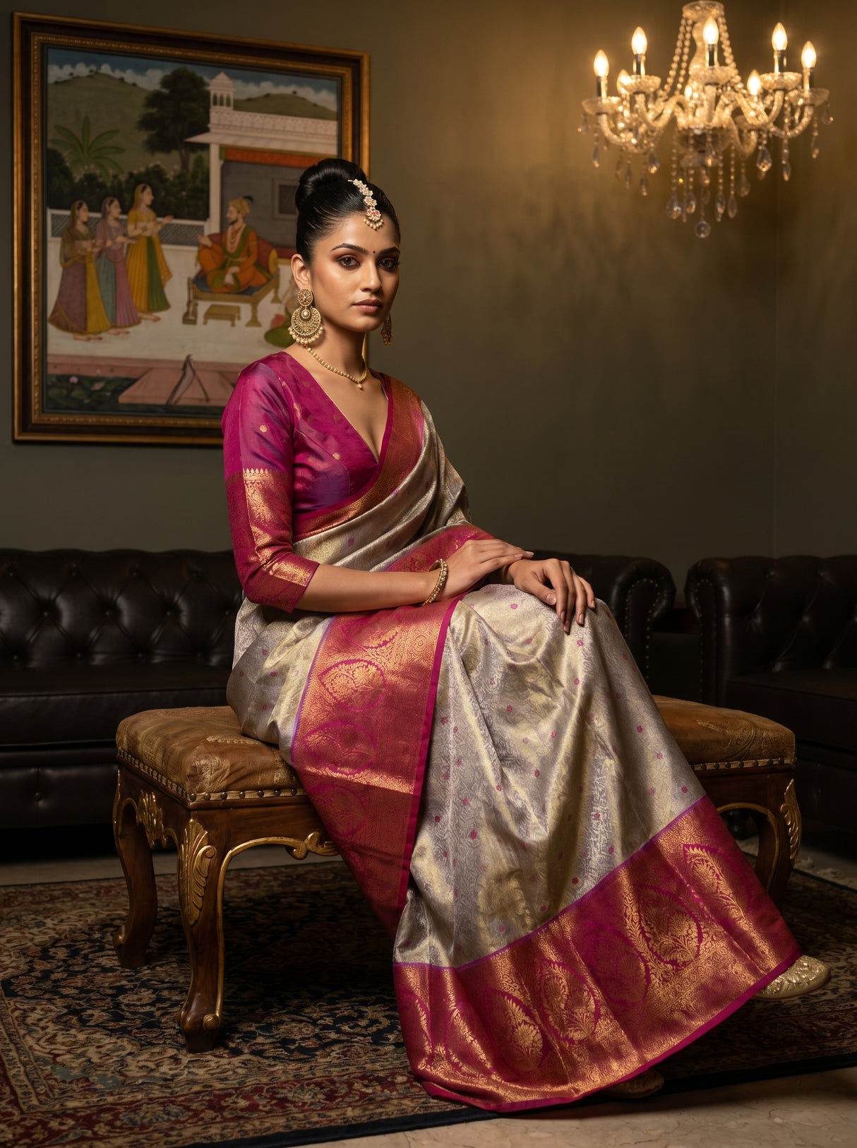 MIMOSA Violet Kanjivaram Art Silk Saree β pose 8 styling detail
