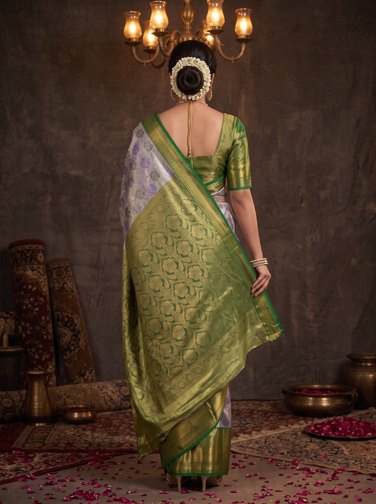 MIMOSA Purple Kanjivaram Art Silk Saree — saree shot pallu and body