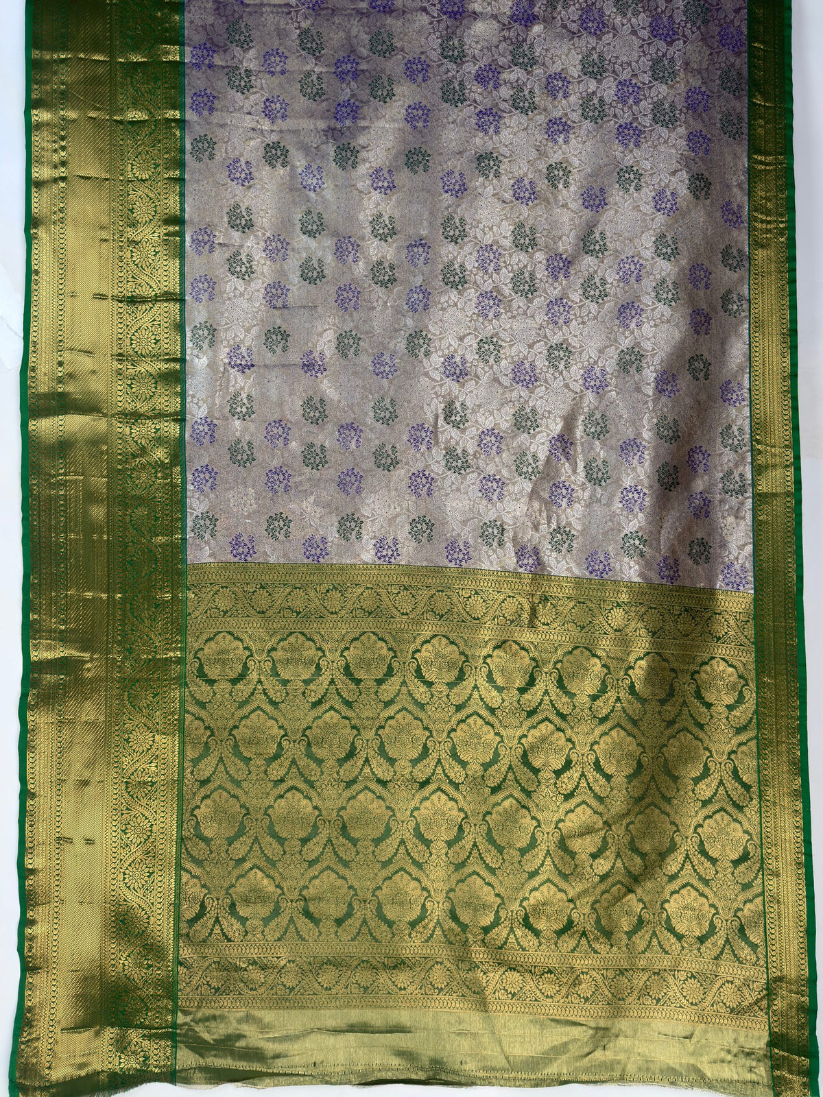 MIMOSA Purple Kanjivaram Art Silk Saree — pallu and zari work detail
