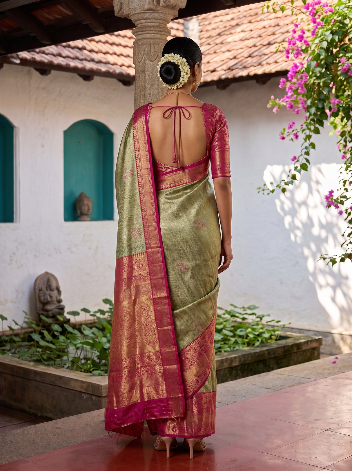 MIMOSA Green Saree Saree — pose 2 styling detail