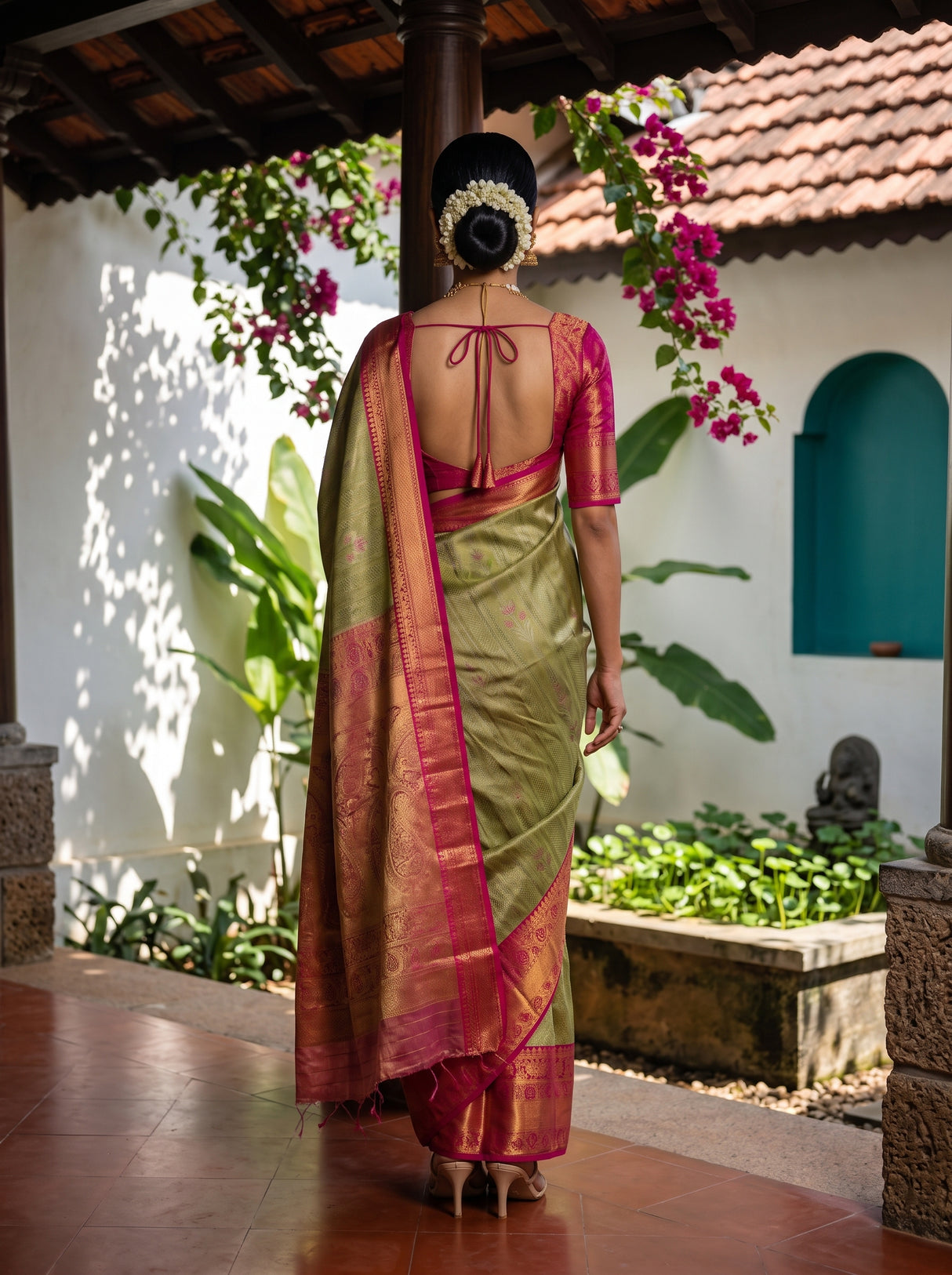 MIMOSA Olive Saree Saree — pose 2 styling detail