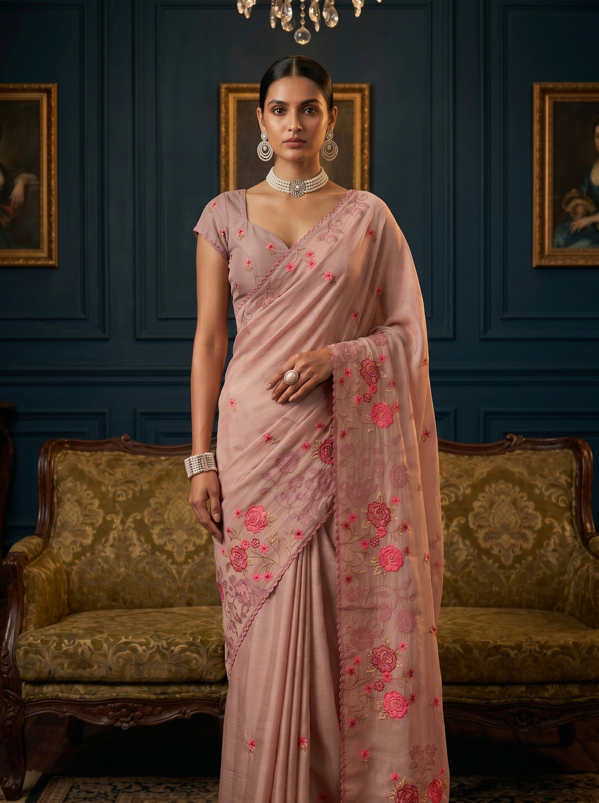 MIMOSA Peach Saree Saree — pose 10 styling detail