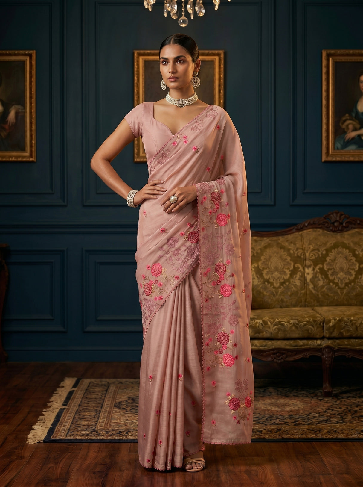 MIMOSA Peach Saree Saree — pose 4 styling detail