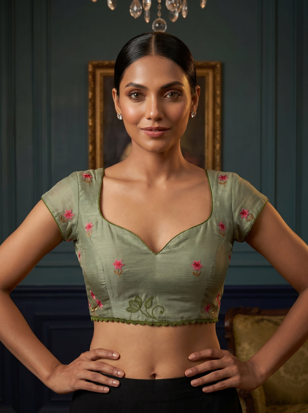 MIMOSA Pista Saree Saree — blouse close-up