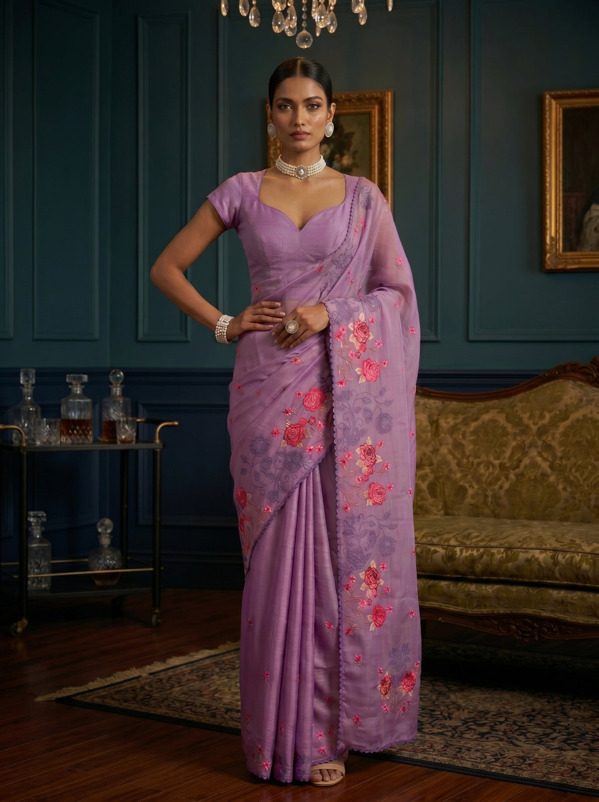 MIMOSA Violet Saree Saree — pose 4 styling detail