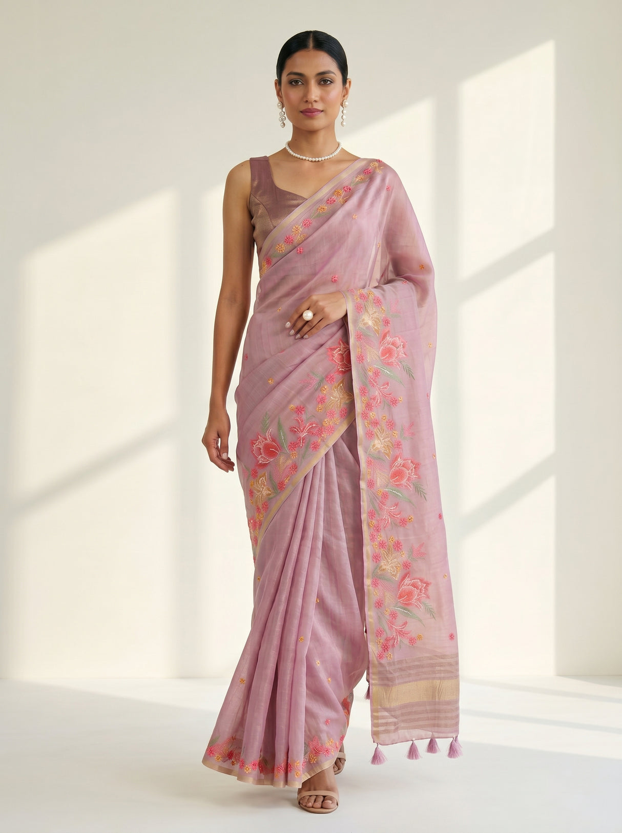 MIMOSA Pink Saree Saree — pose 6 styling detail