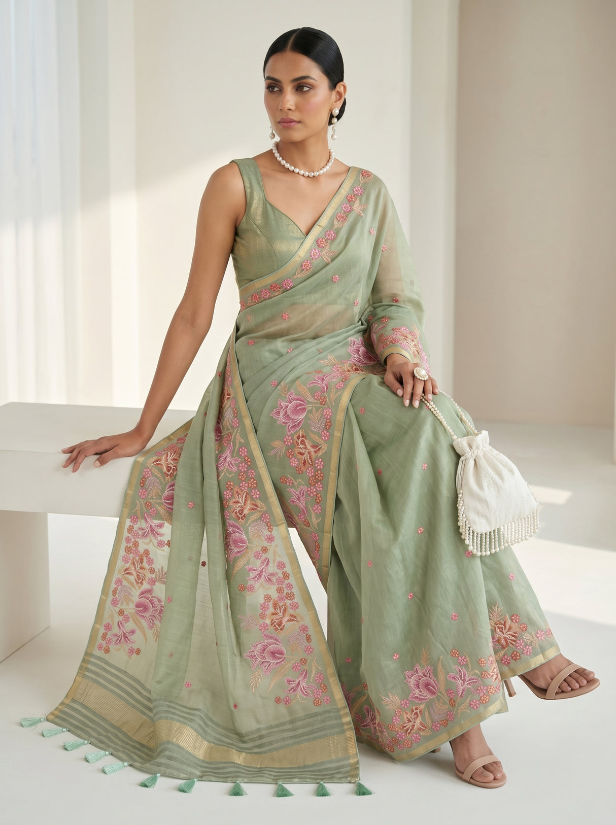 MIMOSA Pista Saree Saree — pose 8 styling detail