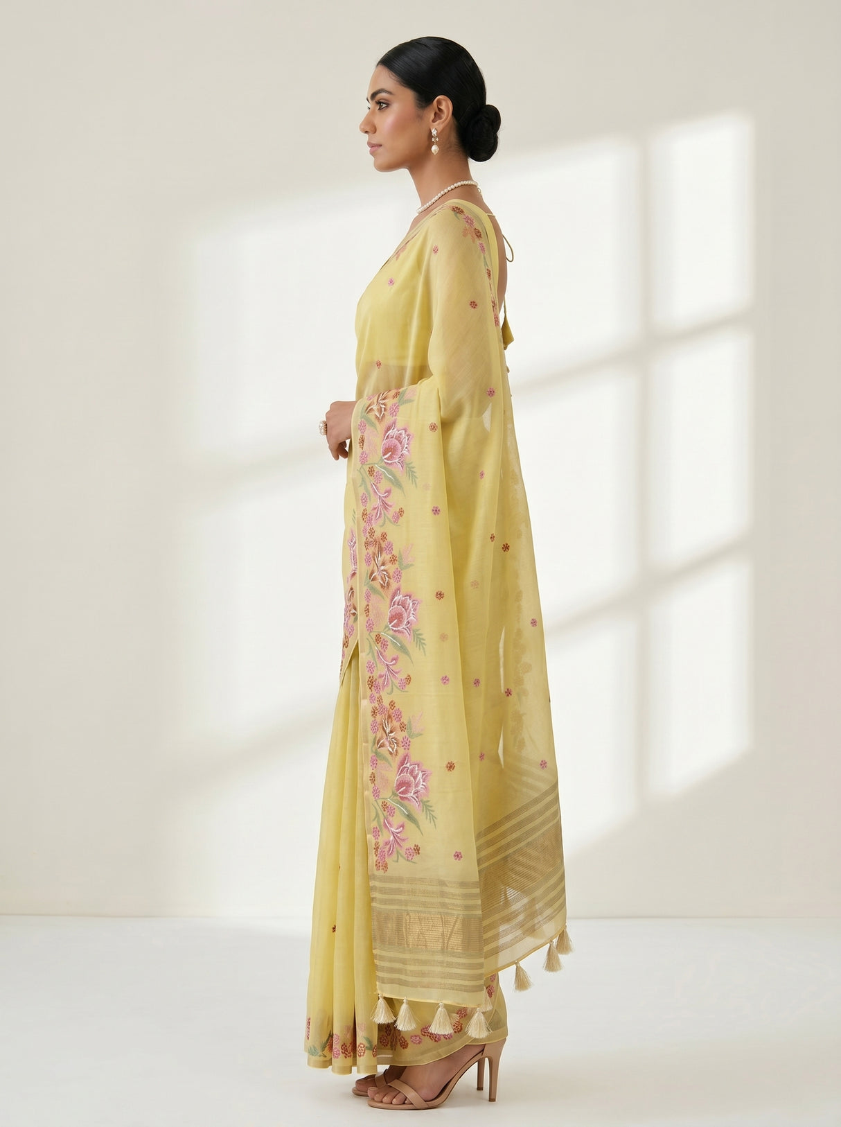 MIMOSA Yellow Saree Saree — pose 3 styling detail