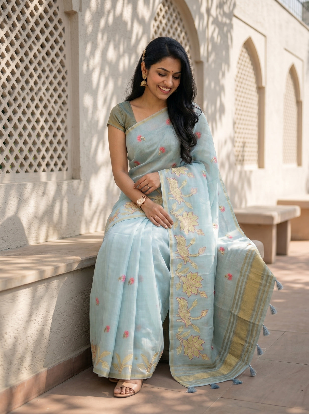 MIMOSA Ananda Banarasi Saree — pose 8 styling detail