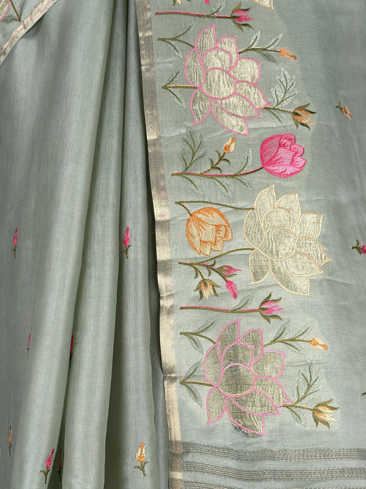 MIMOSA Pista Banarasi Saree — fleets shot full lifestyle