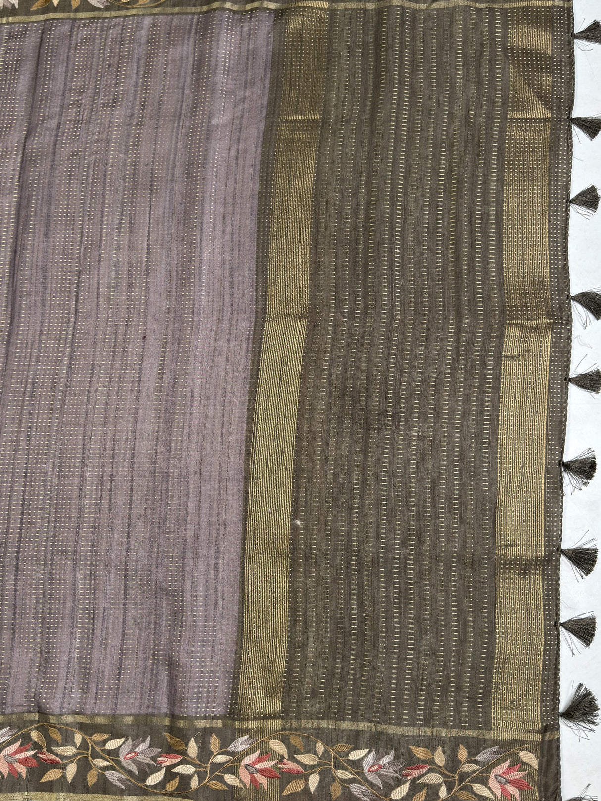 MIMOSA Olive Banarasi Art Silk Saree — pallu and zari work detail