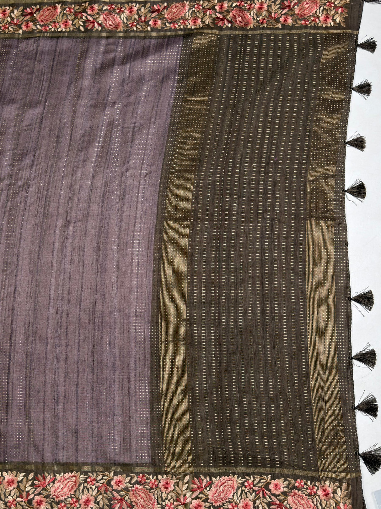MIMOSA Olive Banarasi Saree — pallu and zari work detail
