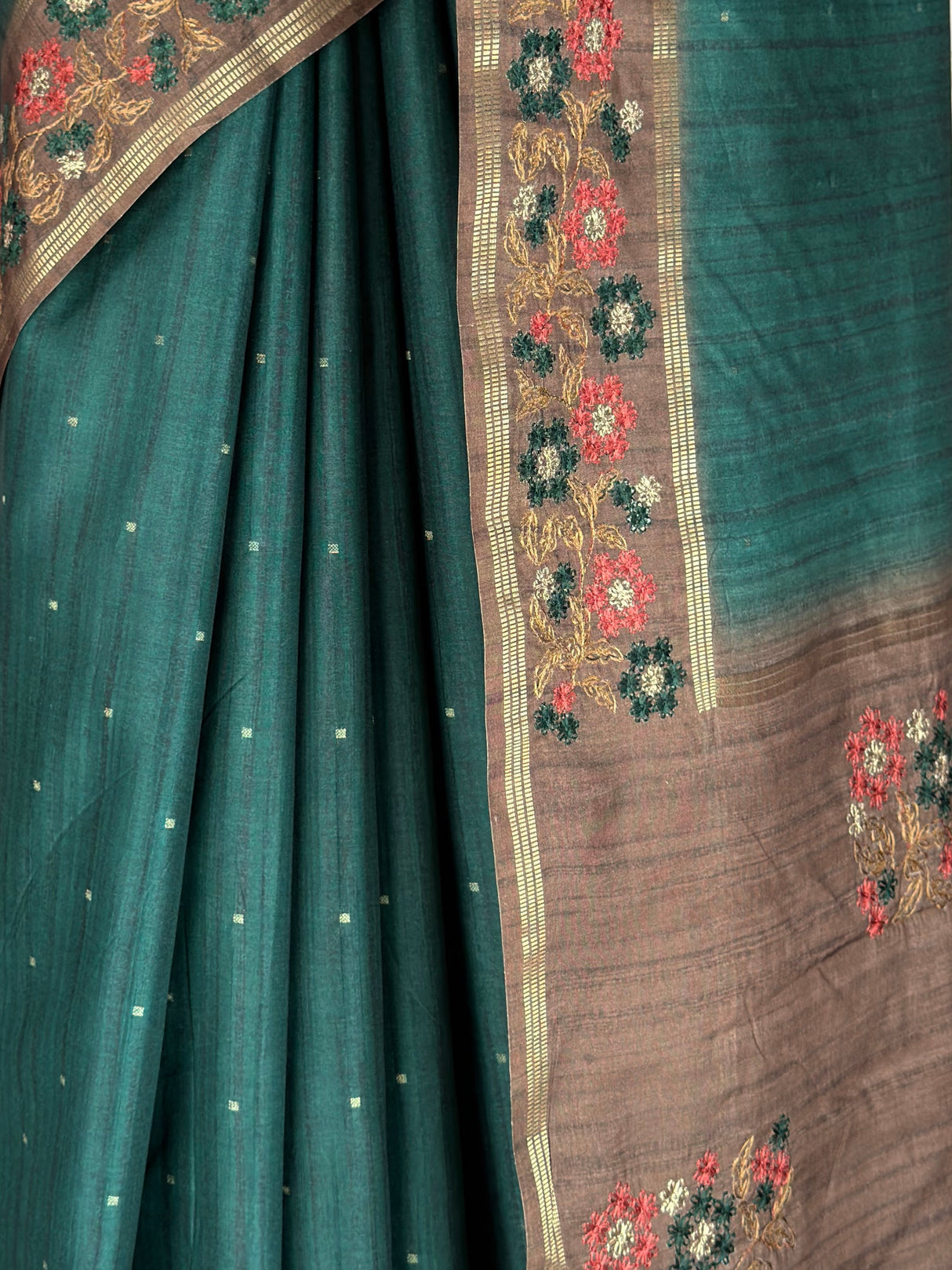 MIMOSA Bottle Green Saree Saree — fleets shot full lifestyle
