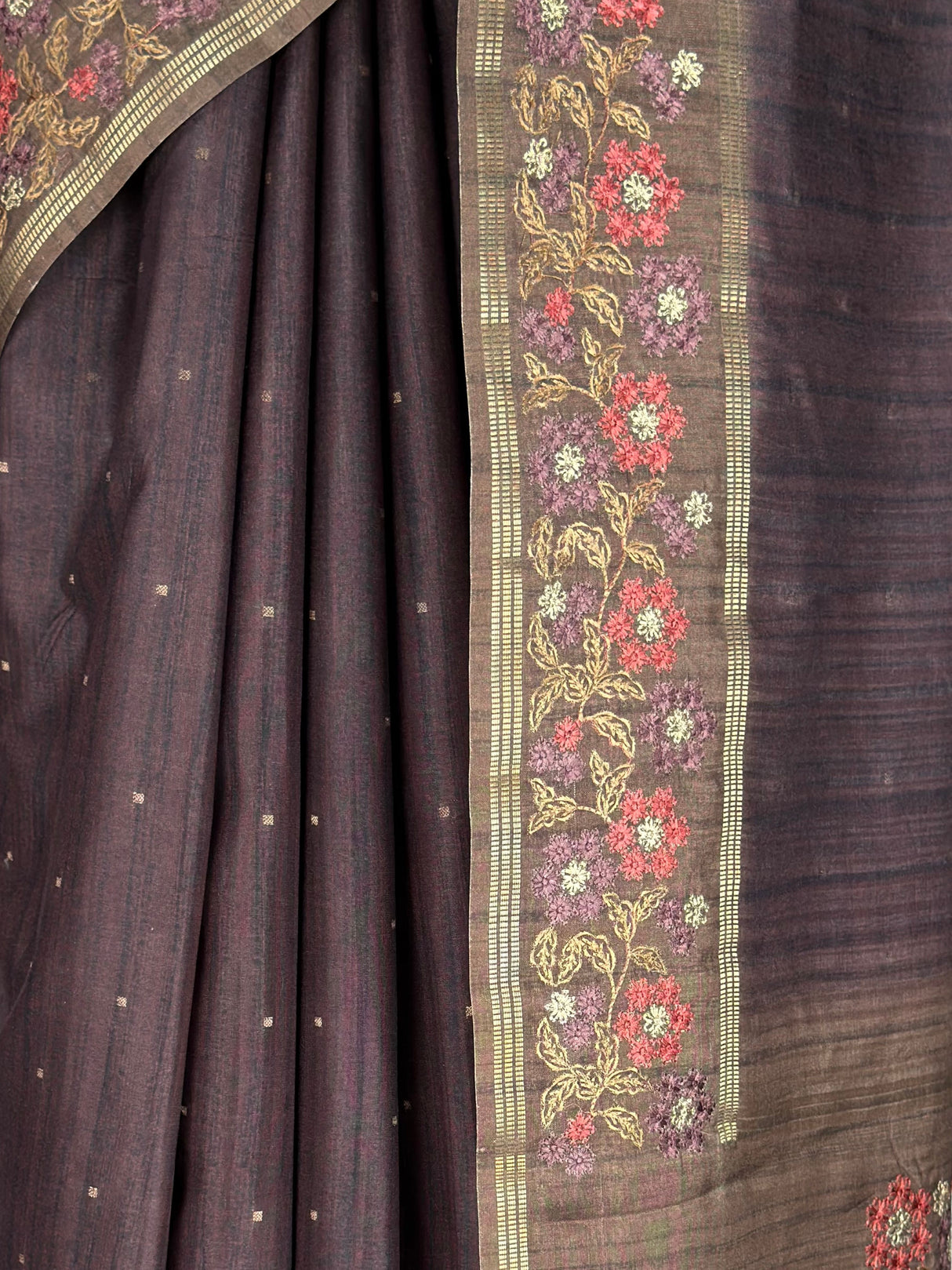 MIMOSA Chocolate Saree Saree — fleets shot full lifestyle