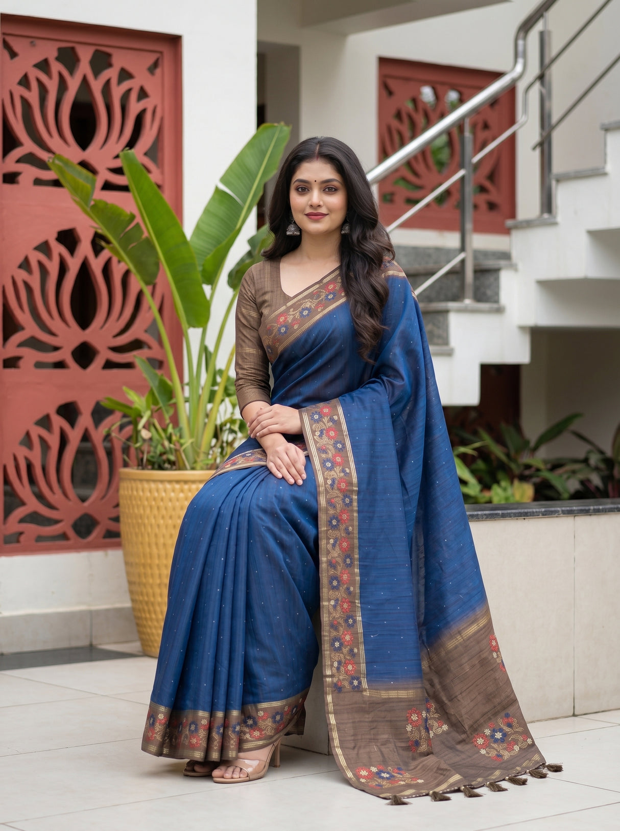 MIMOSA Navy Saree Saree — pose 8 styling detail
