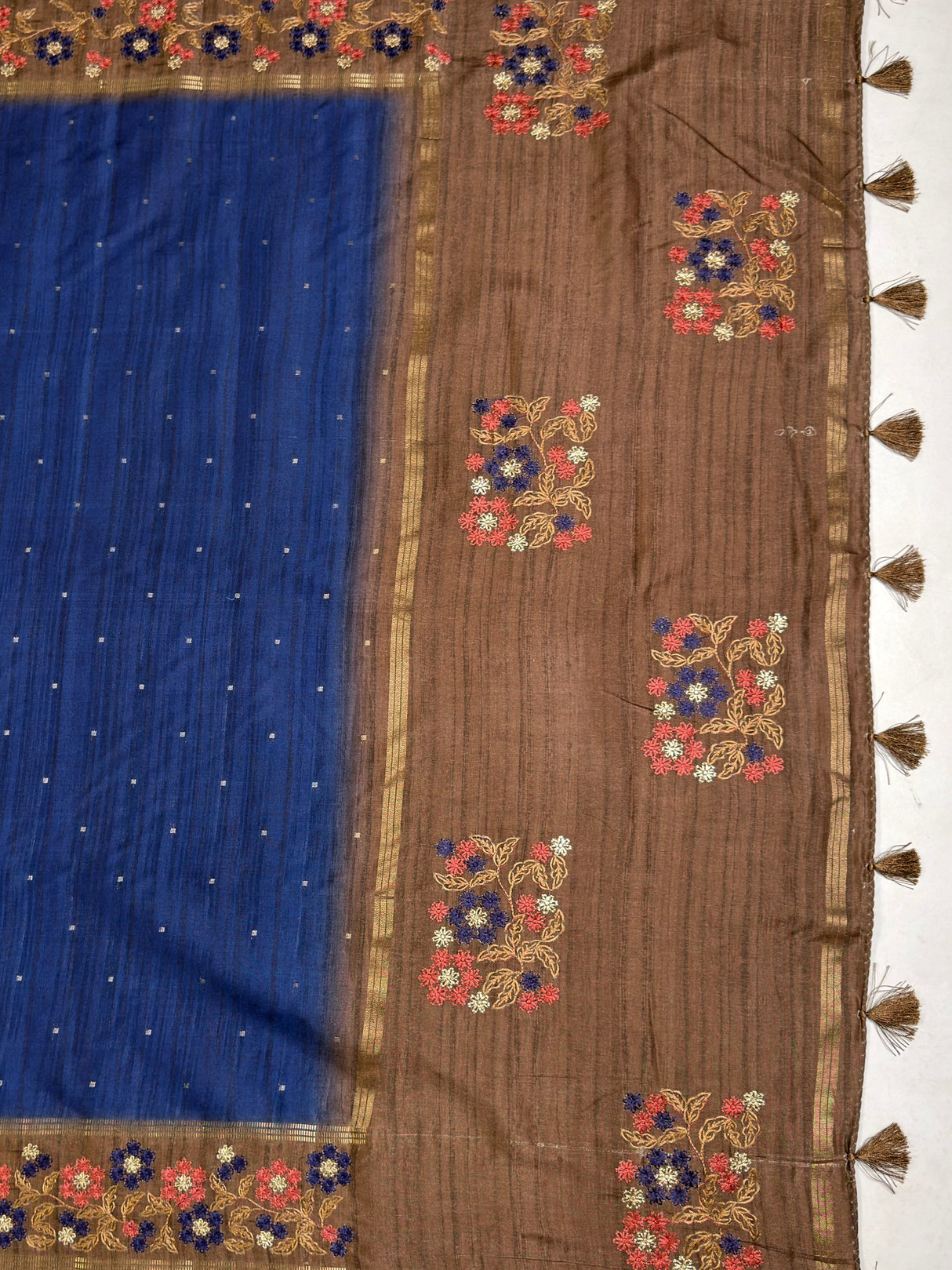 MIMOSA Navy Saree Saree — pallu and zari work detail