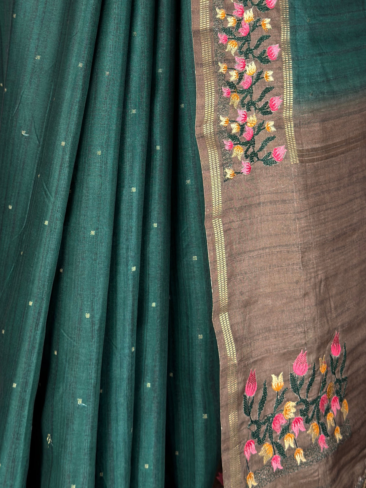 MIMOSA Bottle Green Banarasi Art Silk Saree — fleets shot full lifestyle