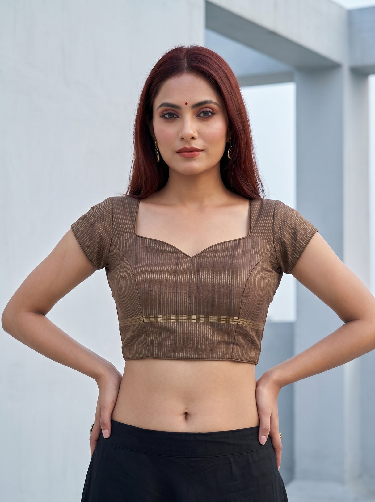 MIMOSA Wine Banarasi Art Silk Saree — blouse close-up