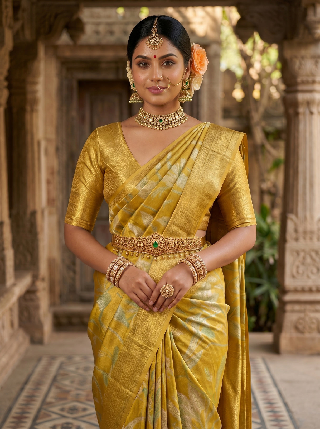 MIMOSA Gold Saree Saree — pose 10 styling detail