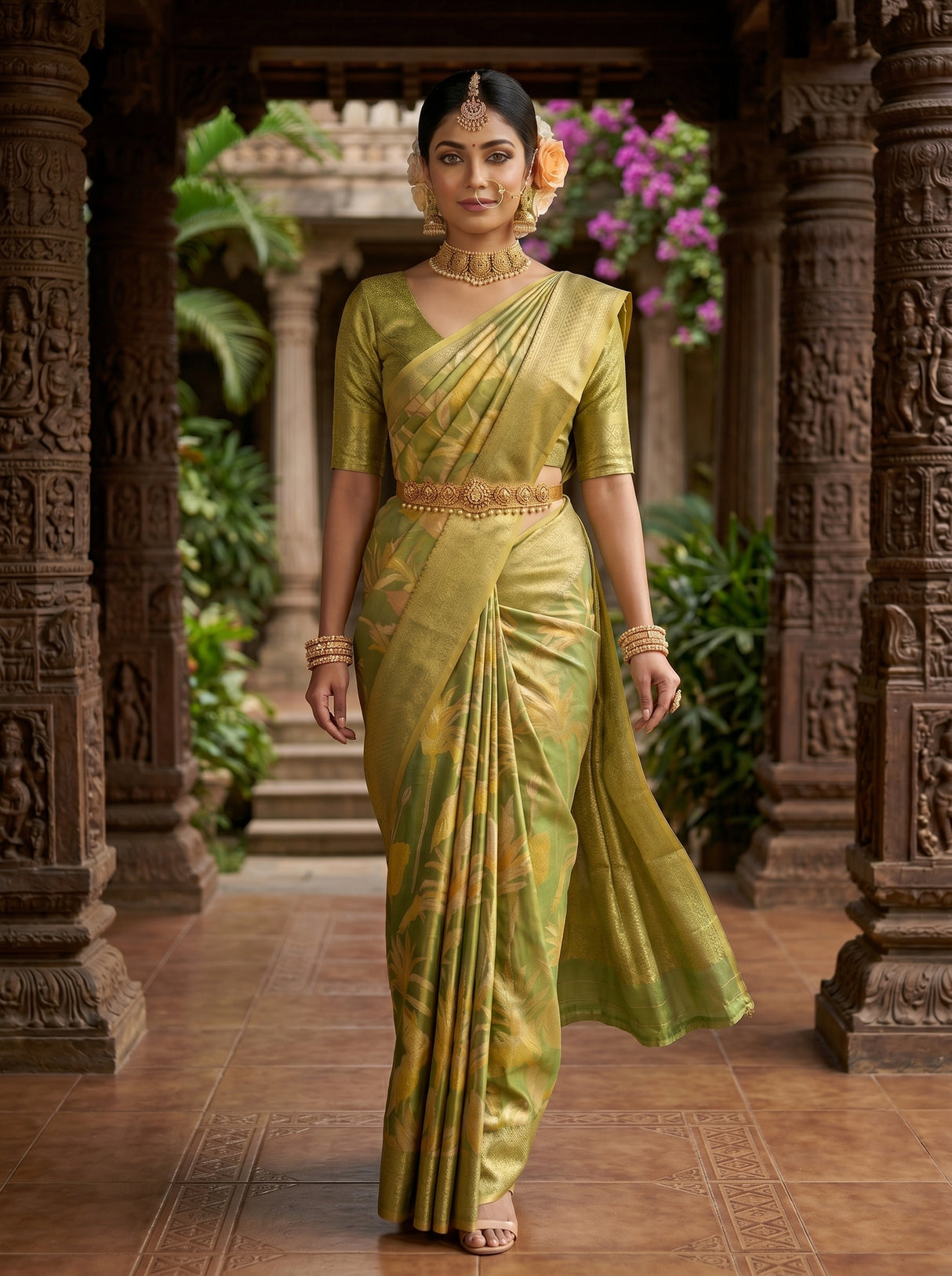 MIMOSA Green Saree Saree — pose 6 styling detail