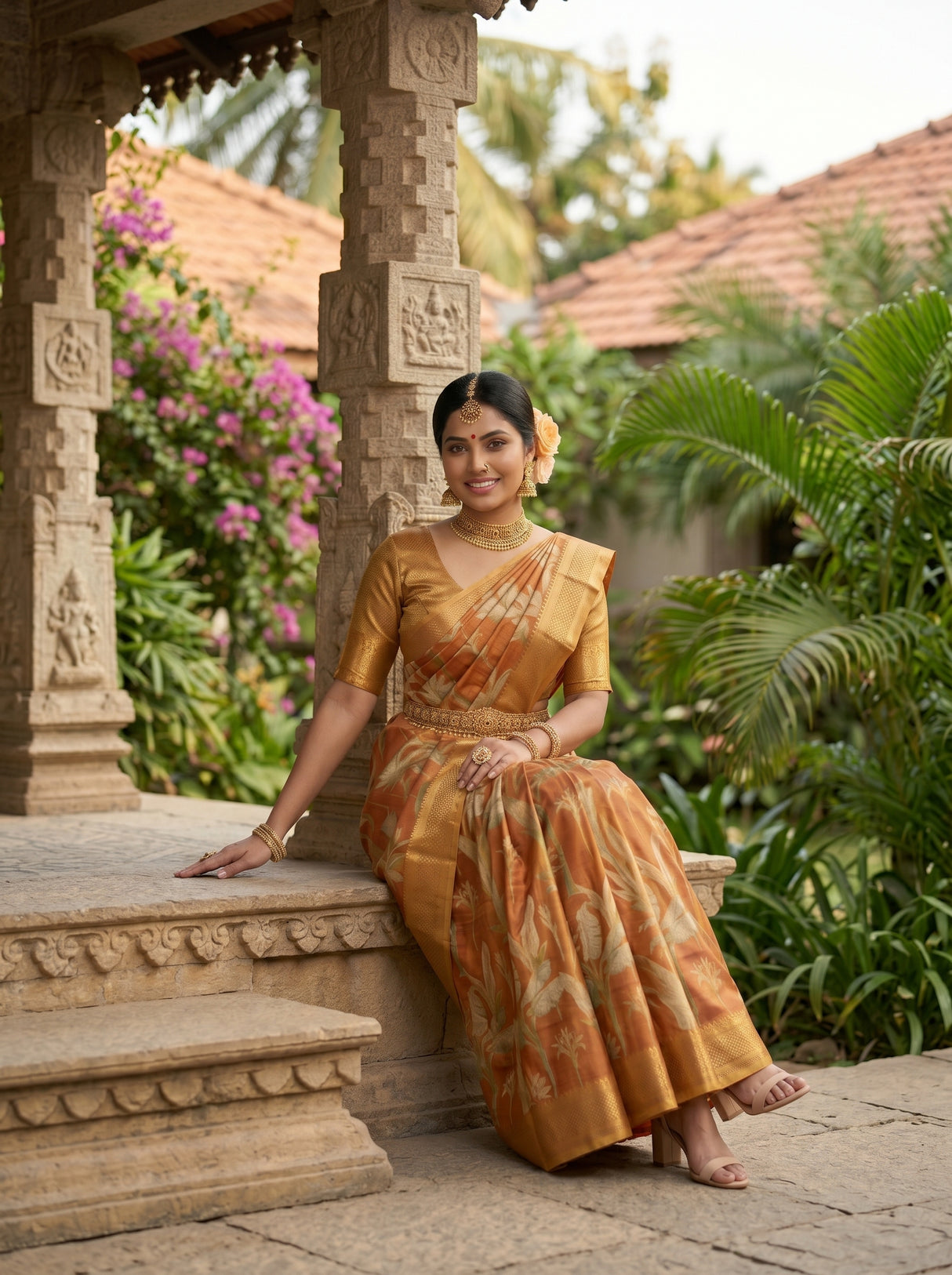 MIMOSA Orange Saree Saree — pose 8 styling detail