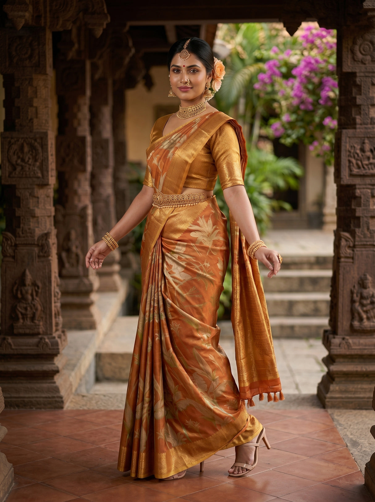 MIMOSA Orange Saree Saree — pose 9 styling detail