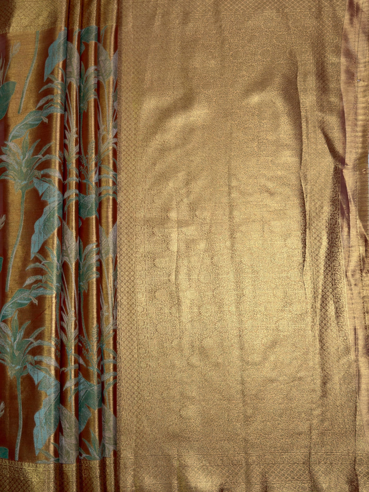 MIMOSA Orange Saree Saree — pallu and zari work detail