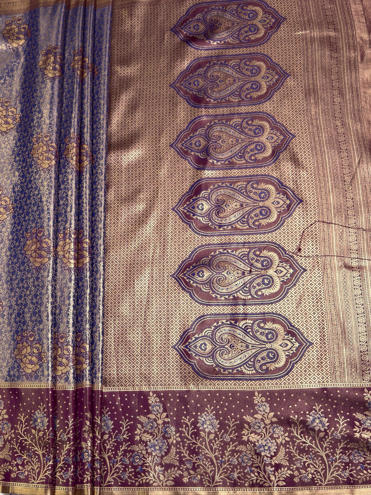 MIMOSA Royal Blue Kanjivaram Art Silk Saree — pallu and zari work detail