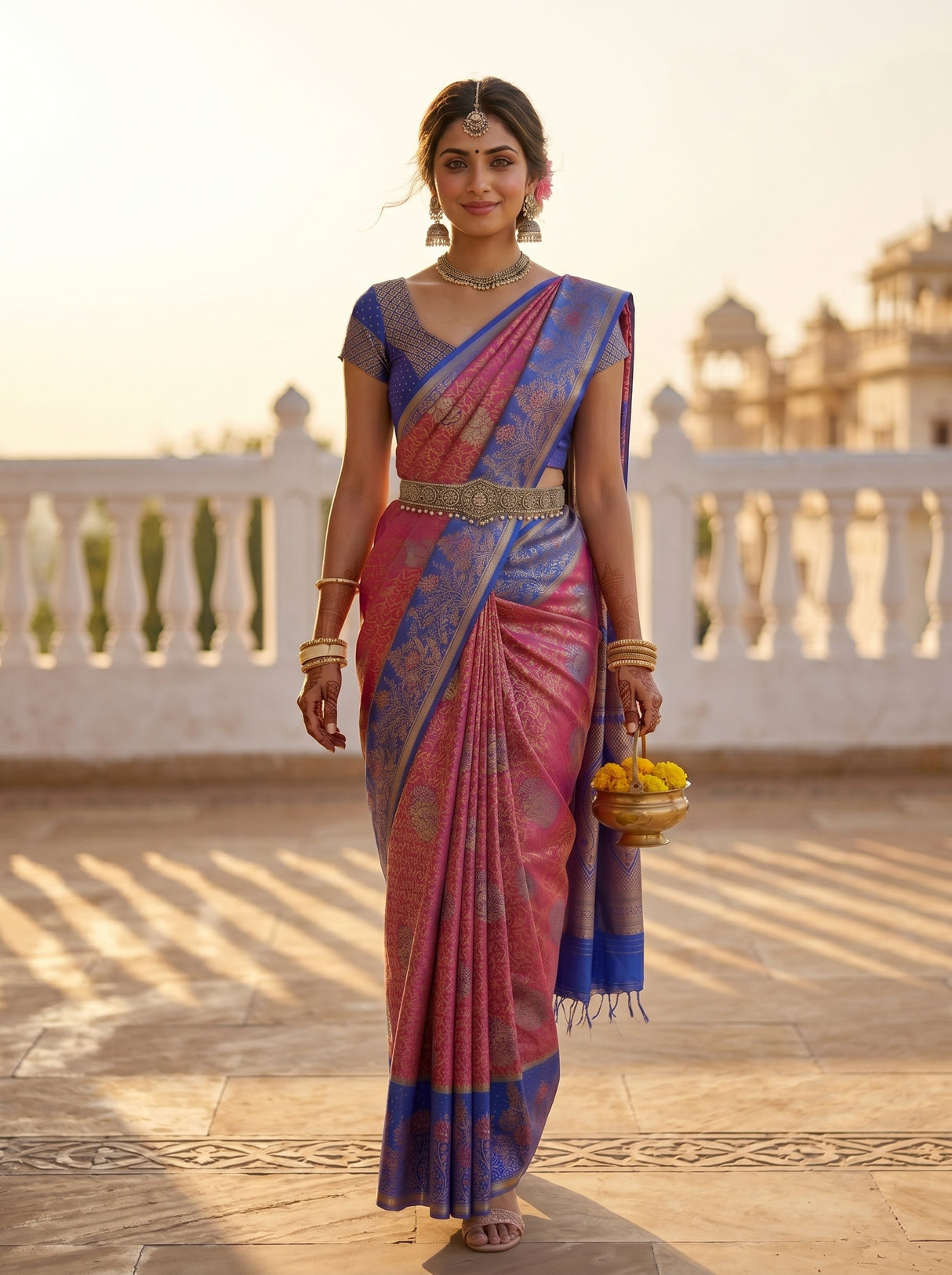 MIMOSA Rani Kanjivaram Art Silk Saree — pose 6 styling detail