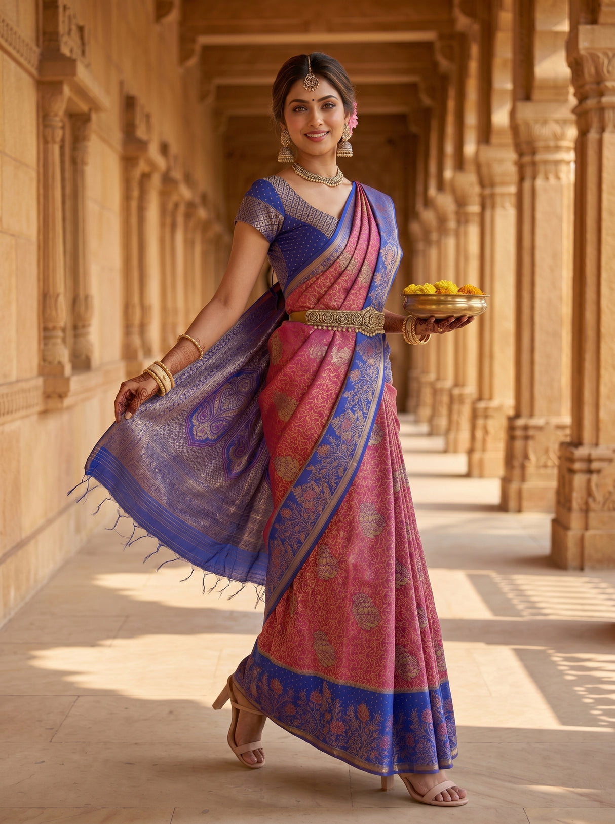 MIMOSA Rani Kanjivaram Art Silk Saree — pose 9 styling detail