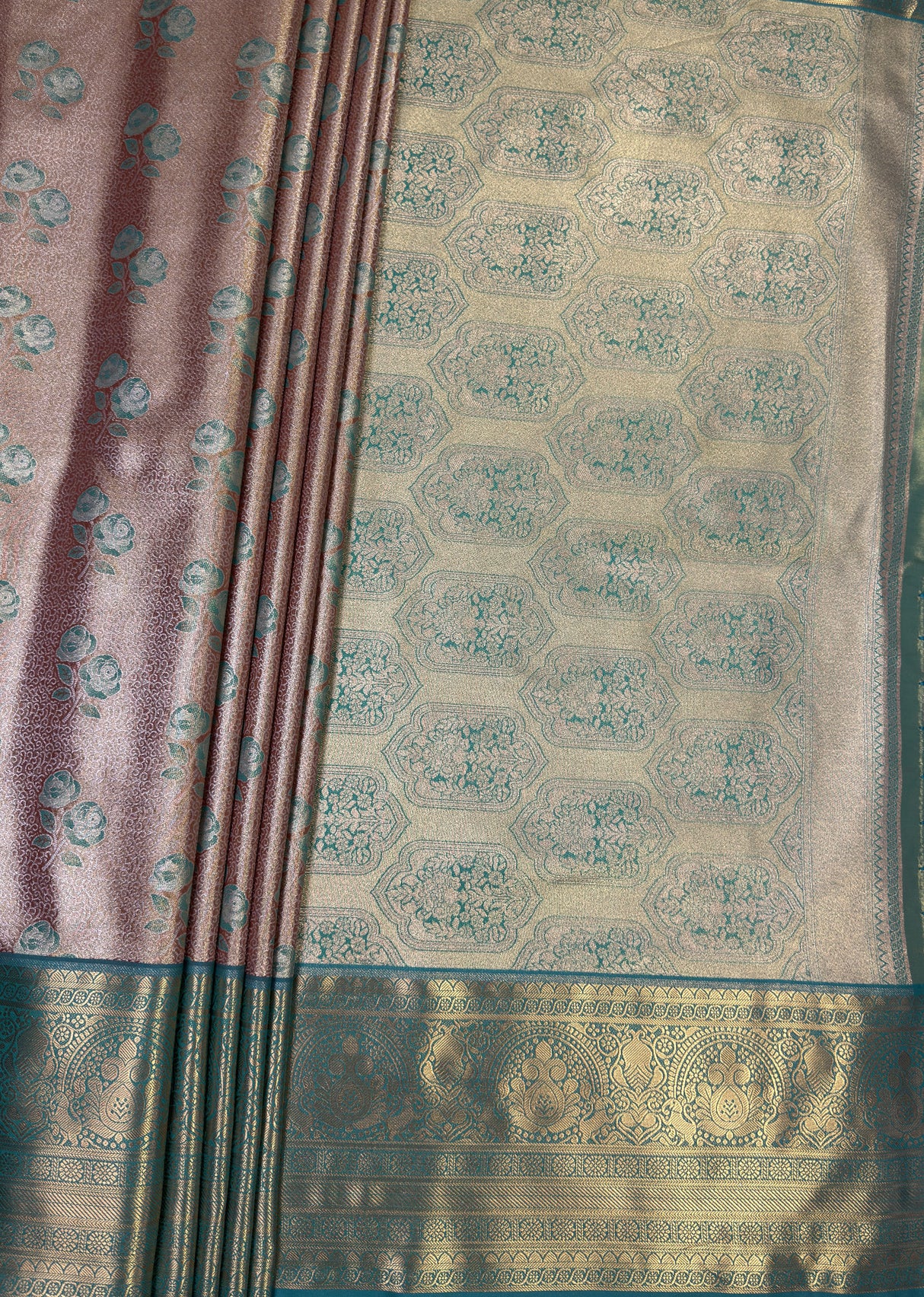 MIMOSA Maroon Kanjivaram Art Silk Saree β pallu and zari work detail