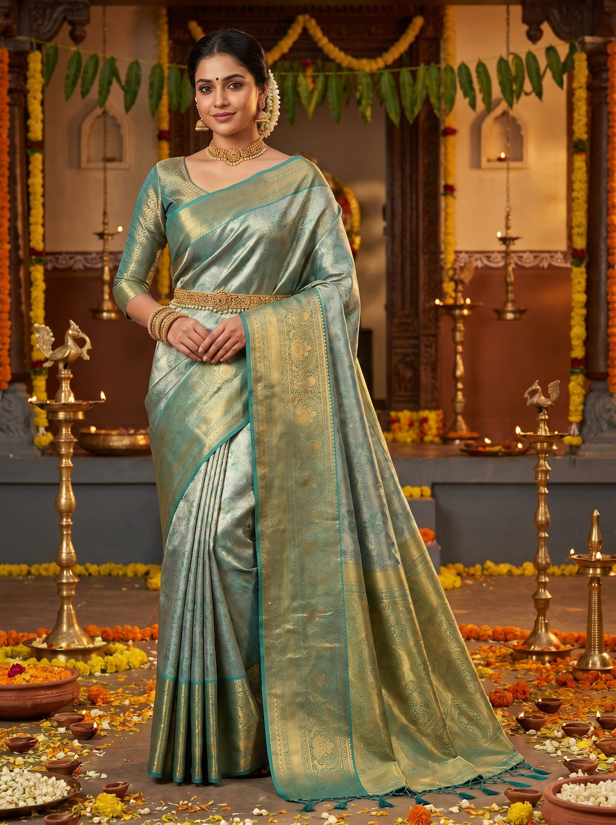 MIMOSA Saffire Kanjivaram Art Silk Saree β pose 5 styling detail
