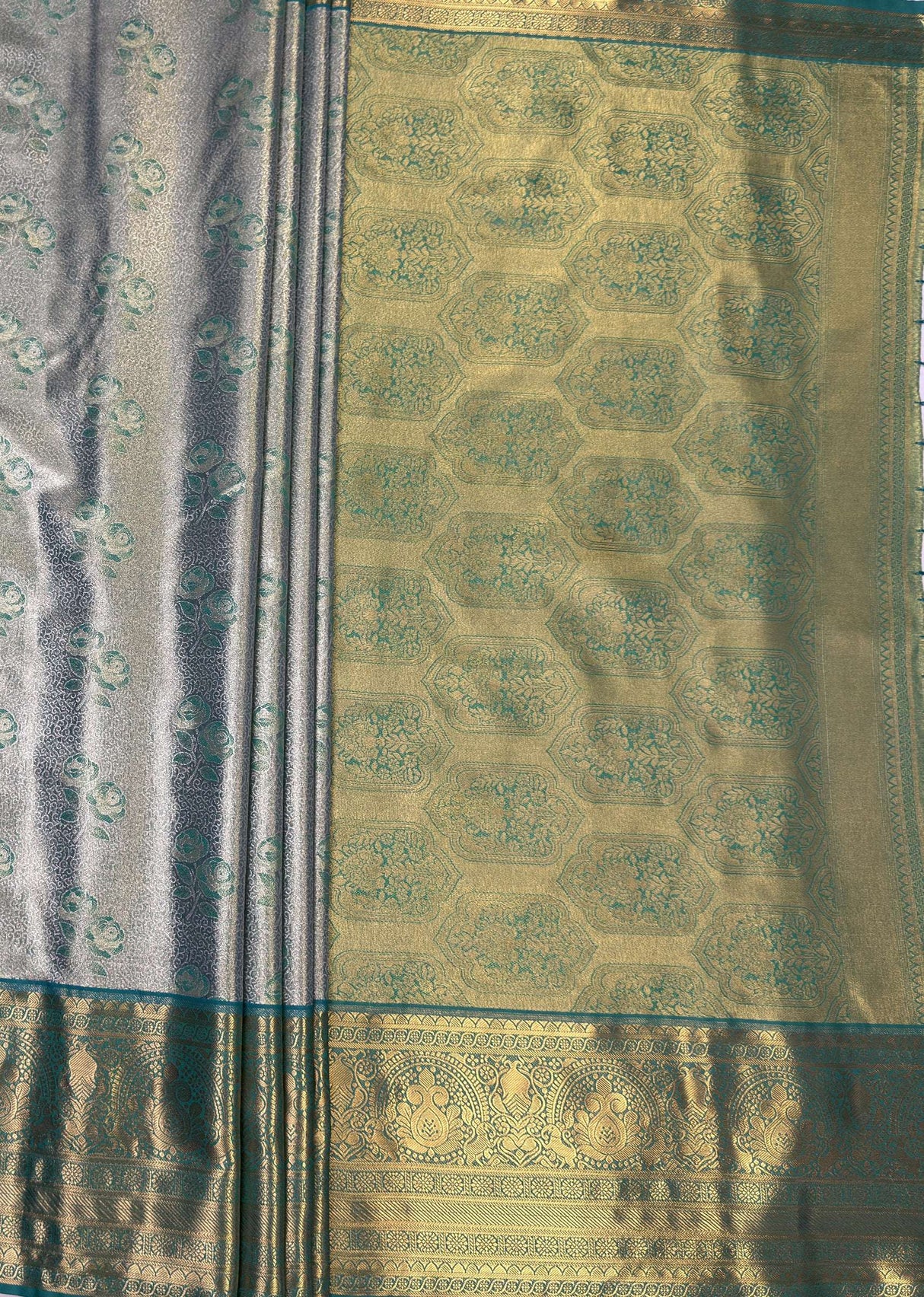 MIMOSA Saffire Kanjivaram Art Silk Saree — pallu and zari work detail