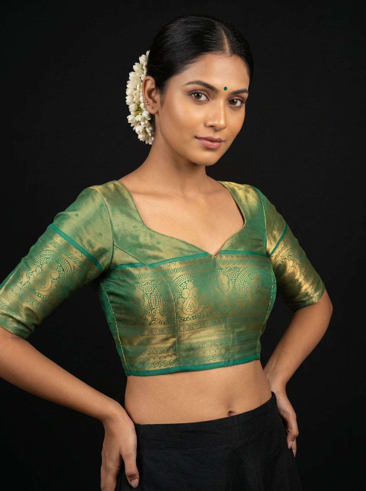 MIMOSA Violet Kanjivaram Art Silk Saree — blouse close-up
