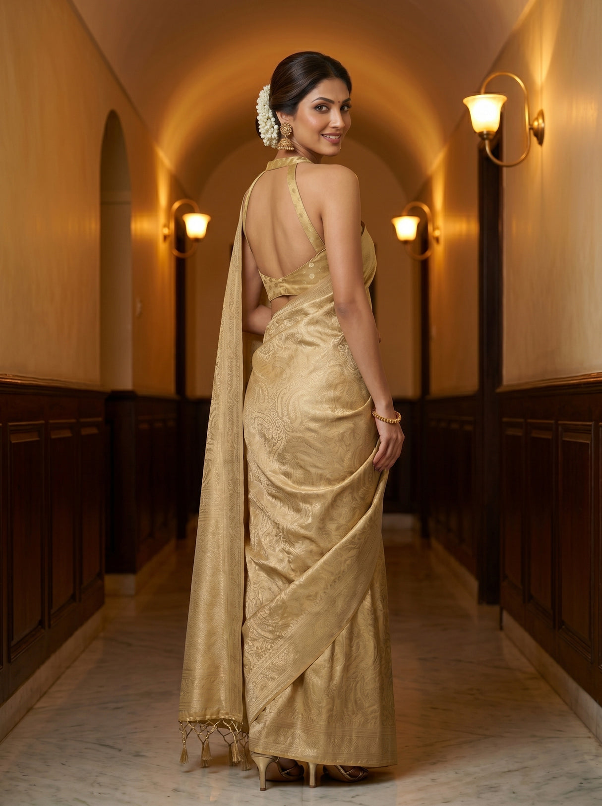 MIMOSA Beige Saree Saree — pose 5 styling detail