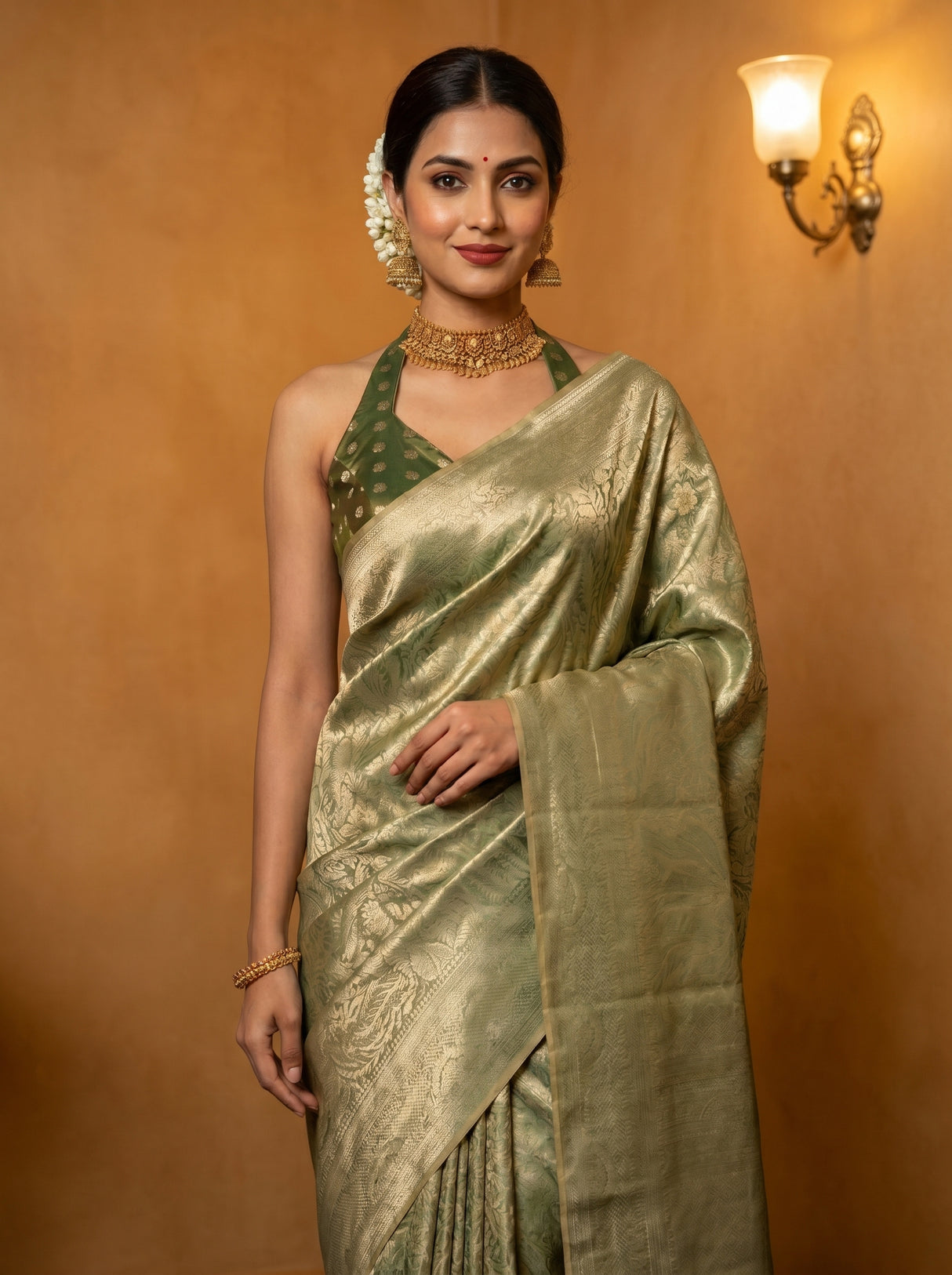 MIMOSA Green Saree Saree — pose 10 styling detail