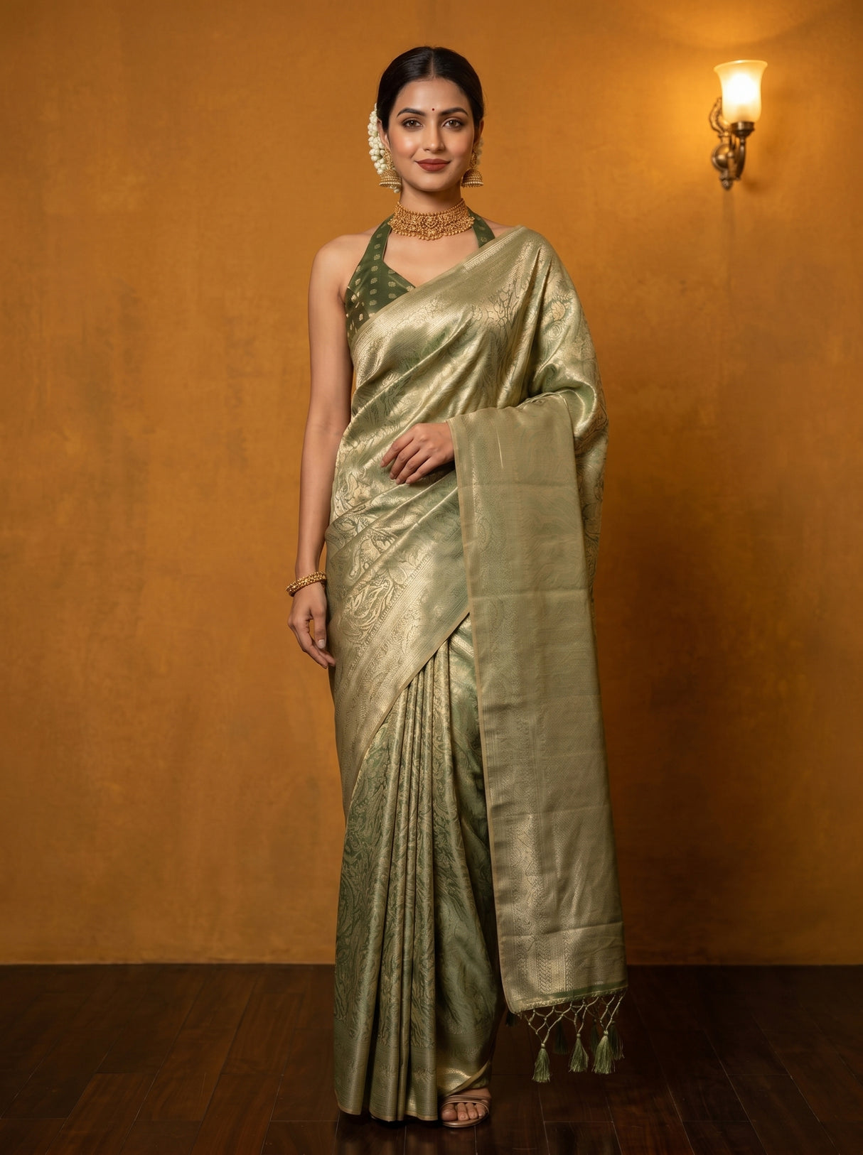 MIMOSA Green Saree Saree — pose 5 styling detail