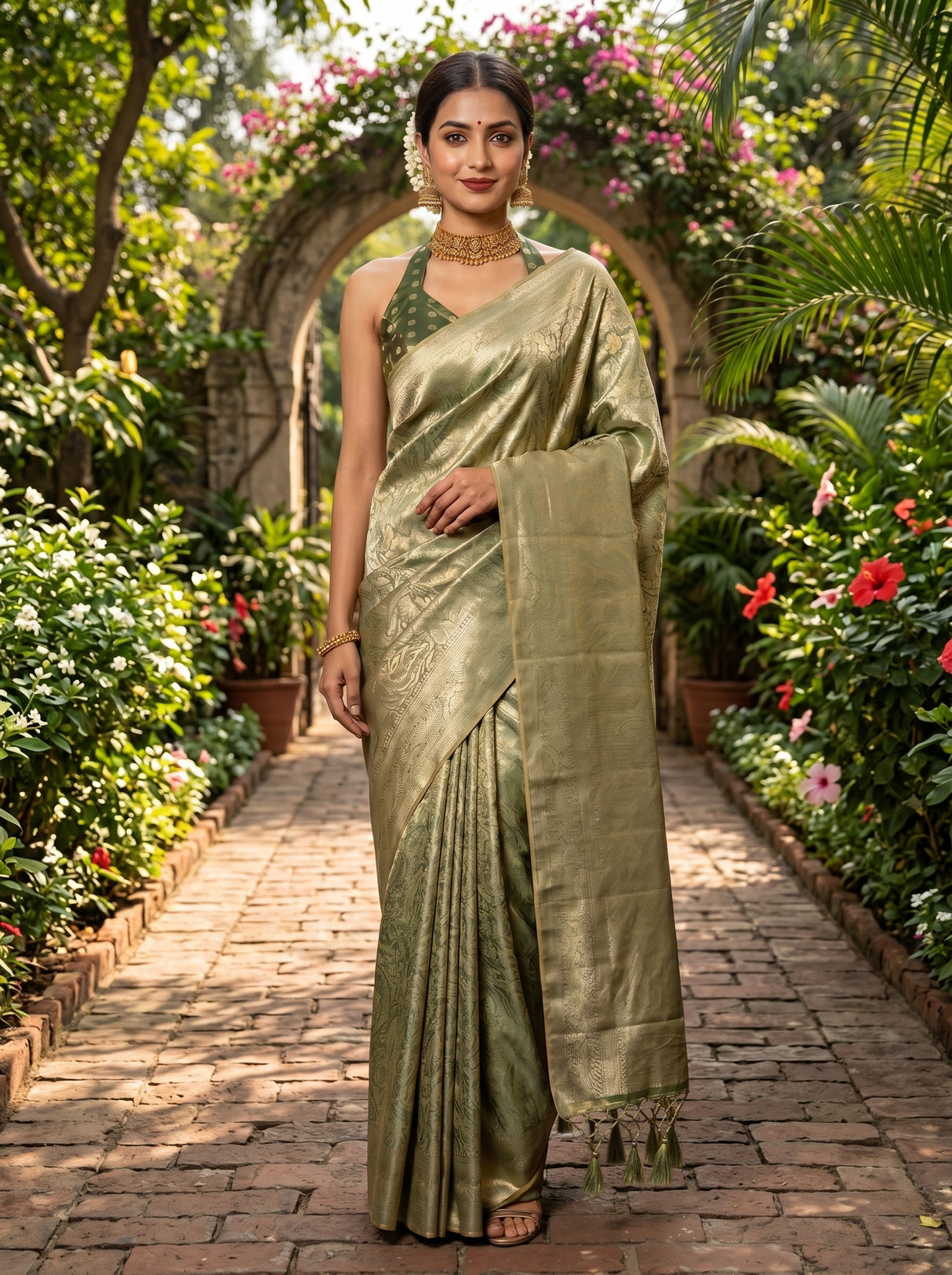 MIMOSA Green Saree Saree — pose 6 styling detail