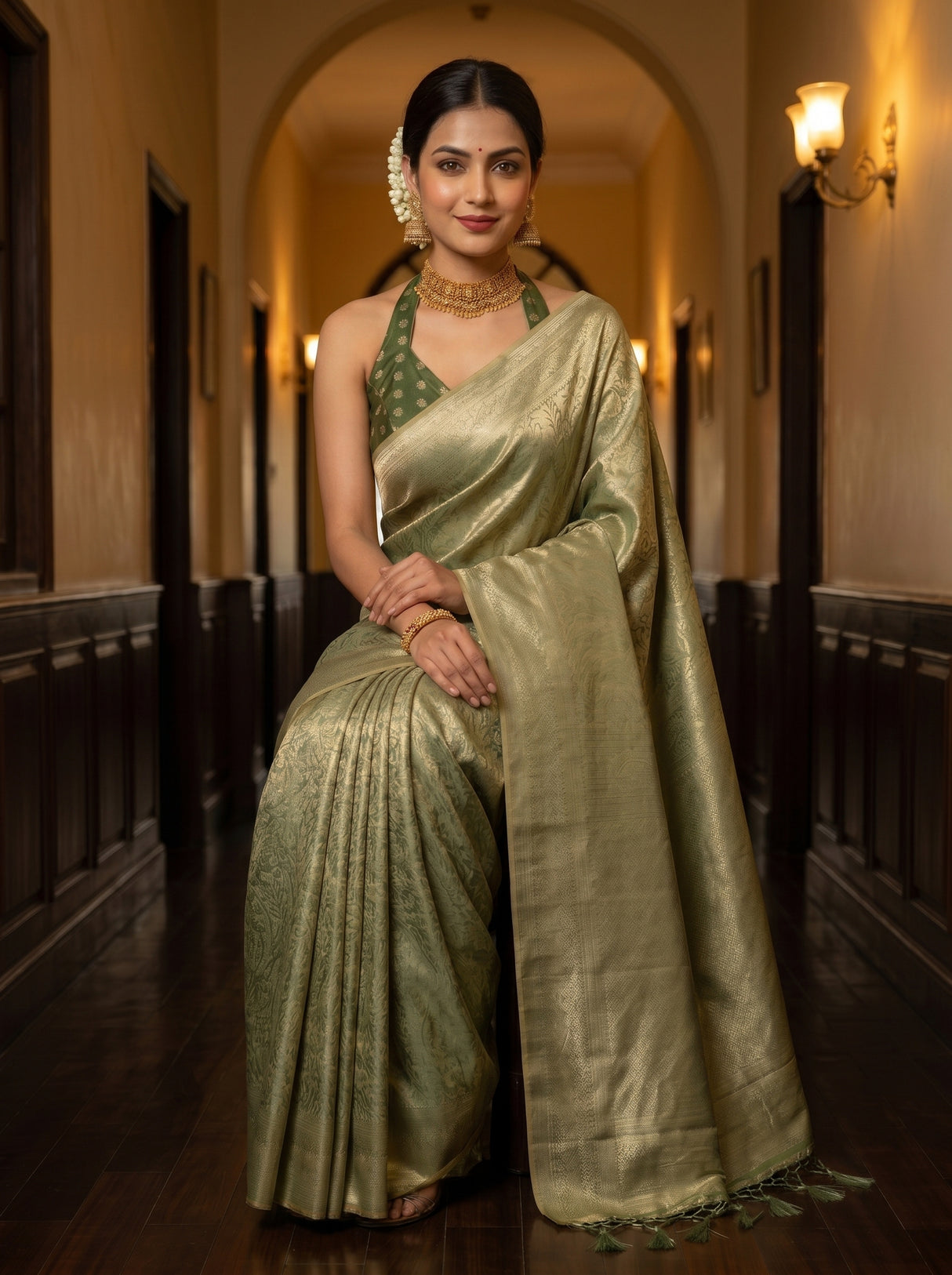 MIMOSA Green Saree Saree — pose 8 styling detail