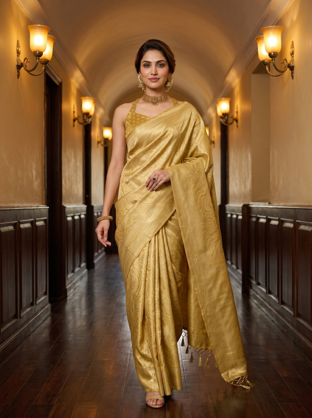 MIMOSA Mustard Saree Saree — pose 6 styling detail