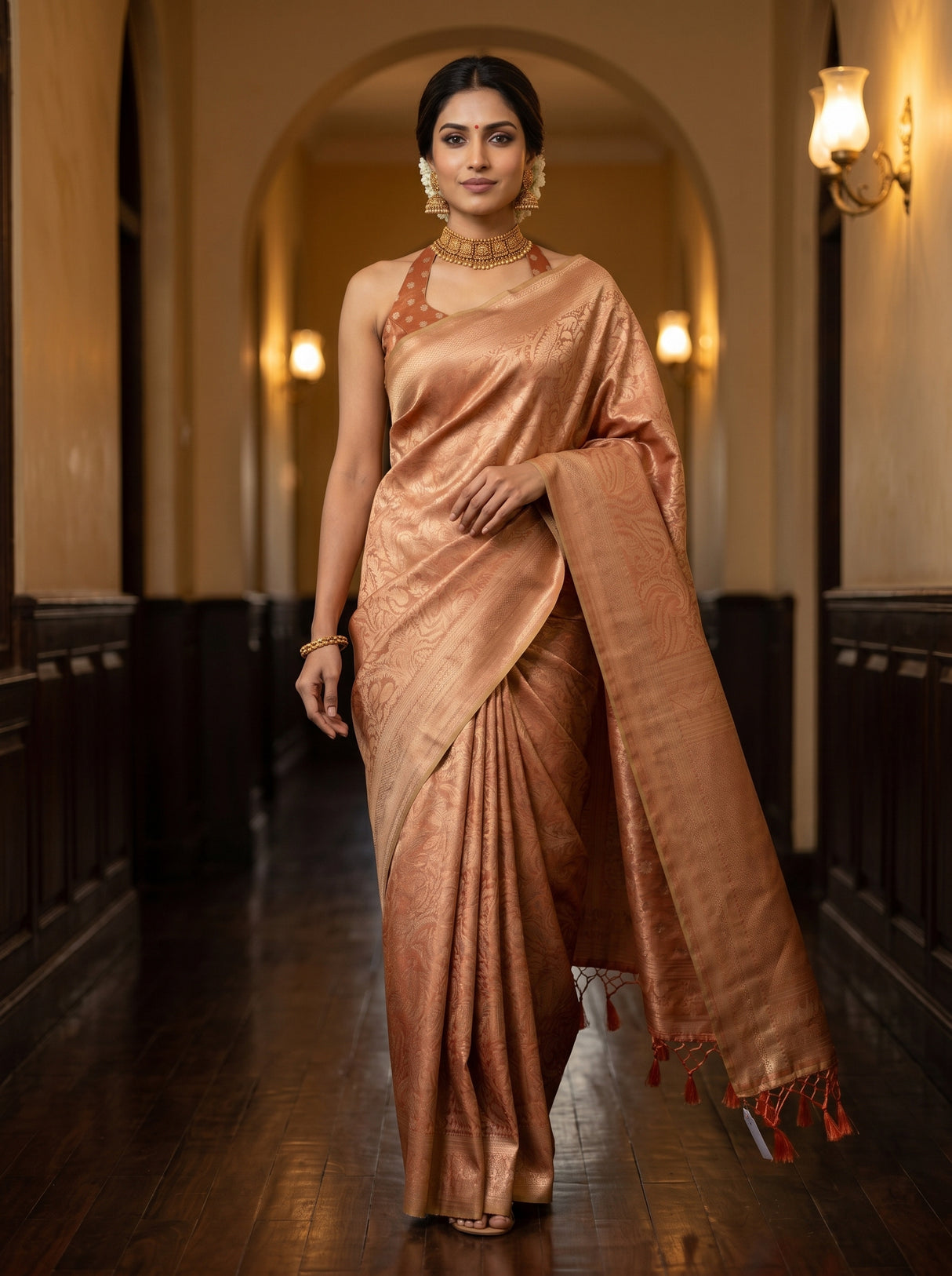 MIMOSA Peach Saree Saree — pose 6 styling detail