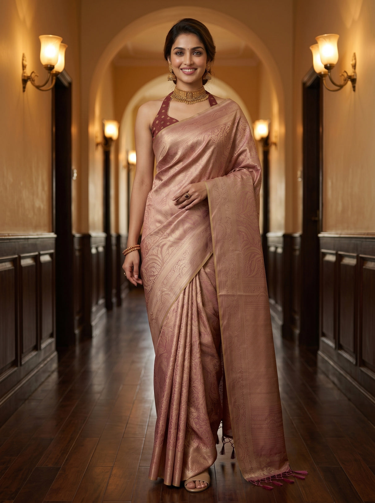 MIMOSA Pink Saree Saree — pose 6 styling detail