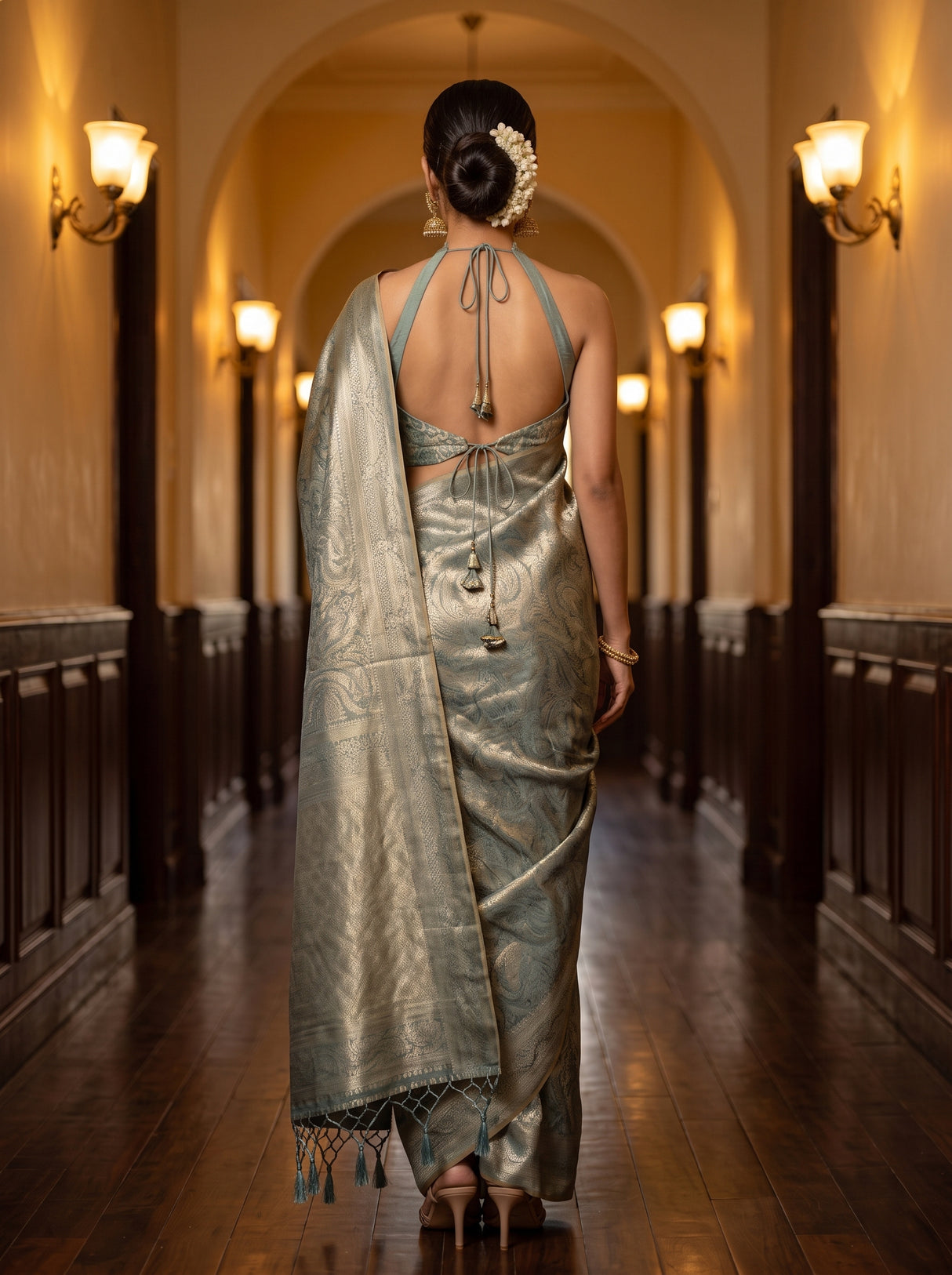 MIMOSA Sapphire Saree Saree — pose 2 styling detail