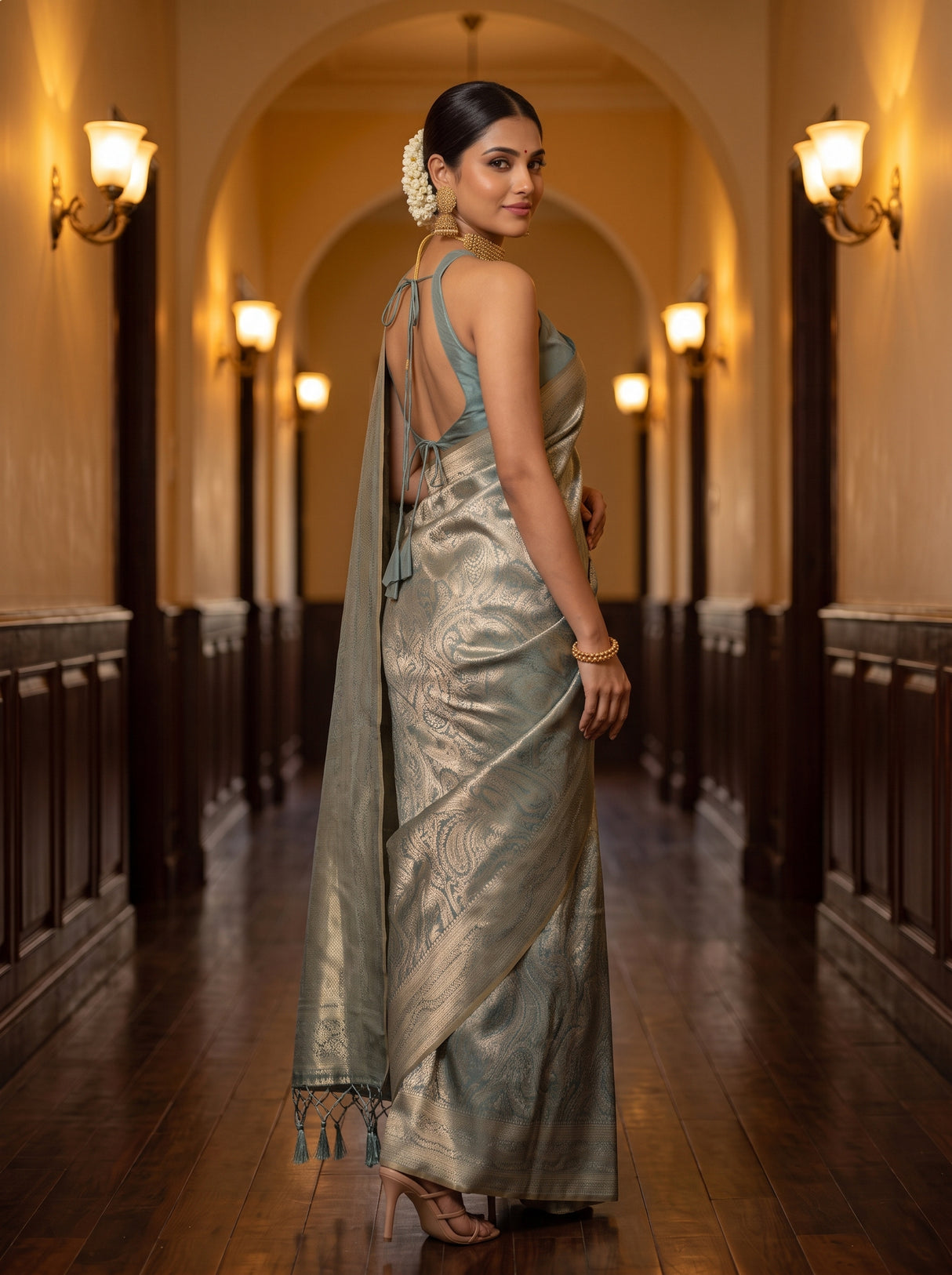 MIMOSA Sapphire Saree Saree — pose 5 styling detail
