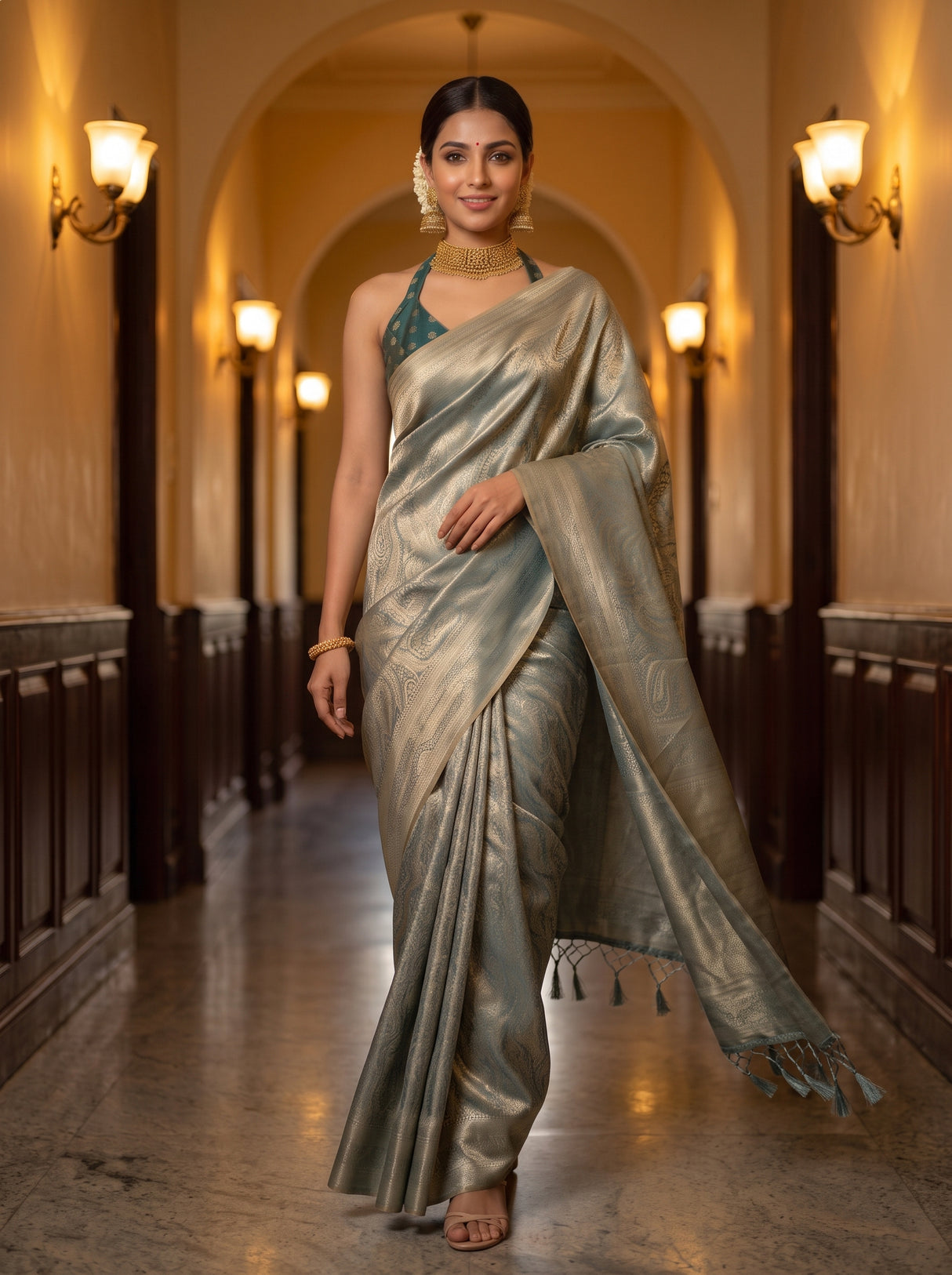 MIMOSA Sapphire Saree Saree — pose 6 styling detail
